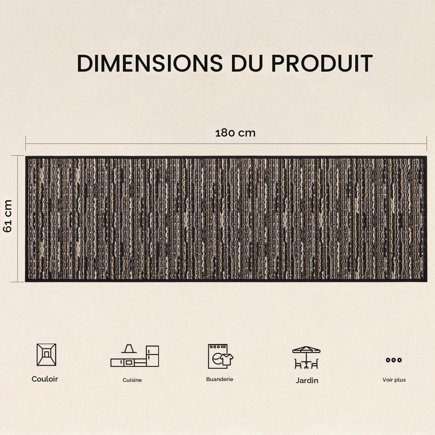 Biscpro Tapis d'entrée Interieur 60x180cm Paillasson,Antidérapant Lavable Tapis de Porte,pour Passage,Couloir,Cuisine,Terrasse,Jardin,Chambre