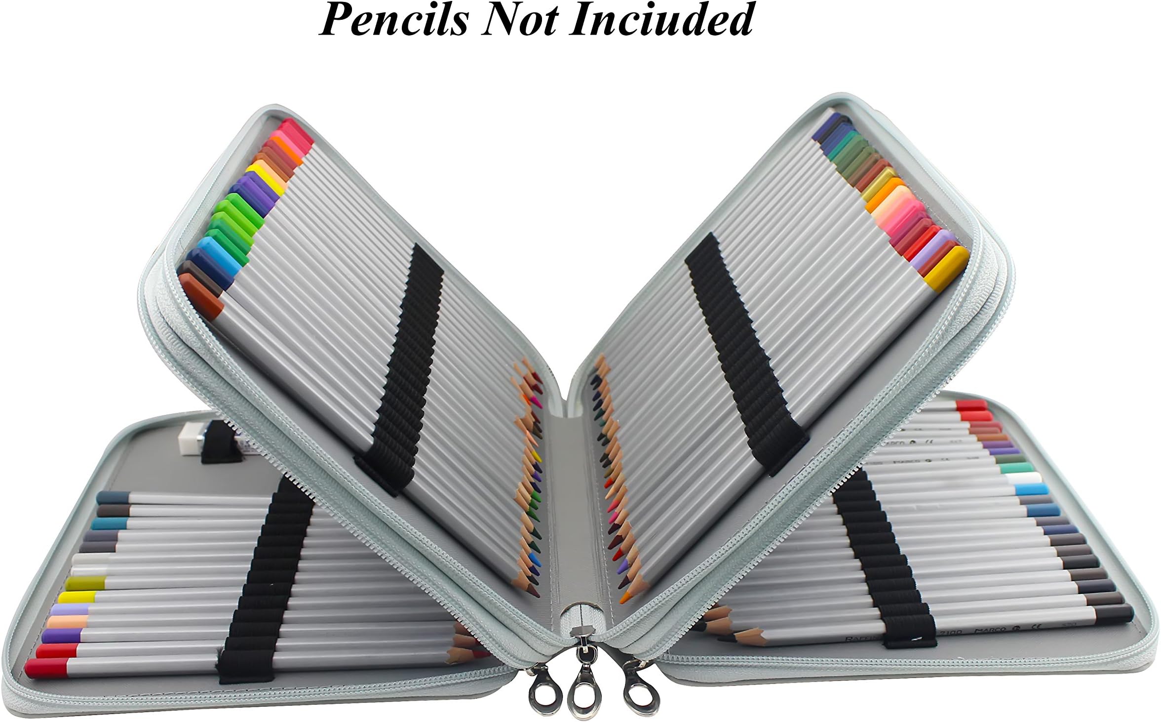Pencil Case Feelily 127 Slots Super Large Capacity Multi-layer PU Leather Stationary Case Students/Artist Pencil Case Pen Bag Pouch with Zipper(Pencils Not Included) (Grey)