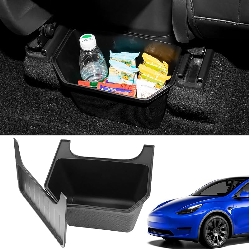 Organizador de Console Traseiro sob o Banco para Tesla Model Y 2020–2024 Motrobe com Tampa Antiderrapante