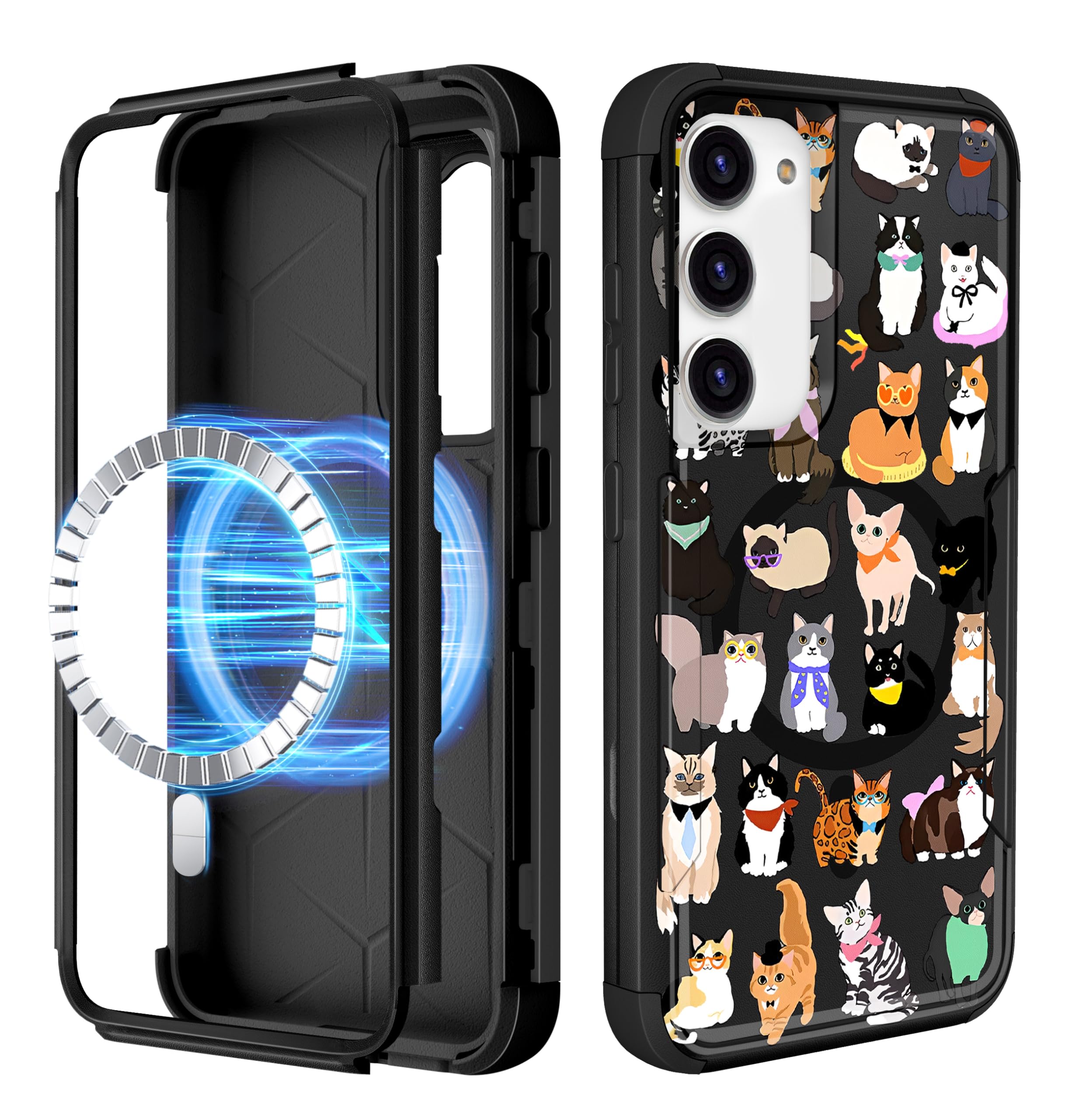 LISEVO Schutzhülle für Samsung Galaxy S24/S25 – [Kompatibel mit MagSafe] Frauen niedliche Mädchen magnetische Schutzhülle Kawaii Katzen Mädchen Strapazierfähig Stoßfest Funda für Samsung S24/S25
