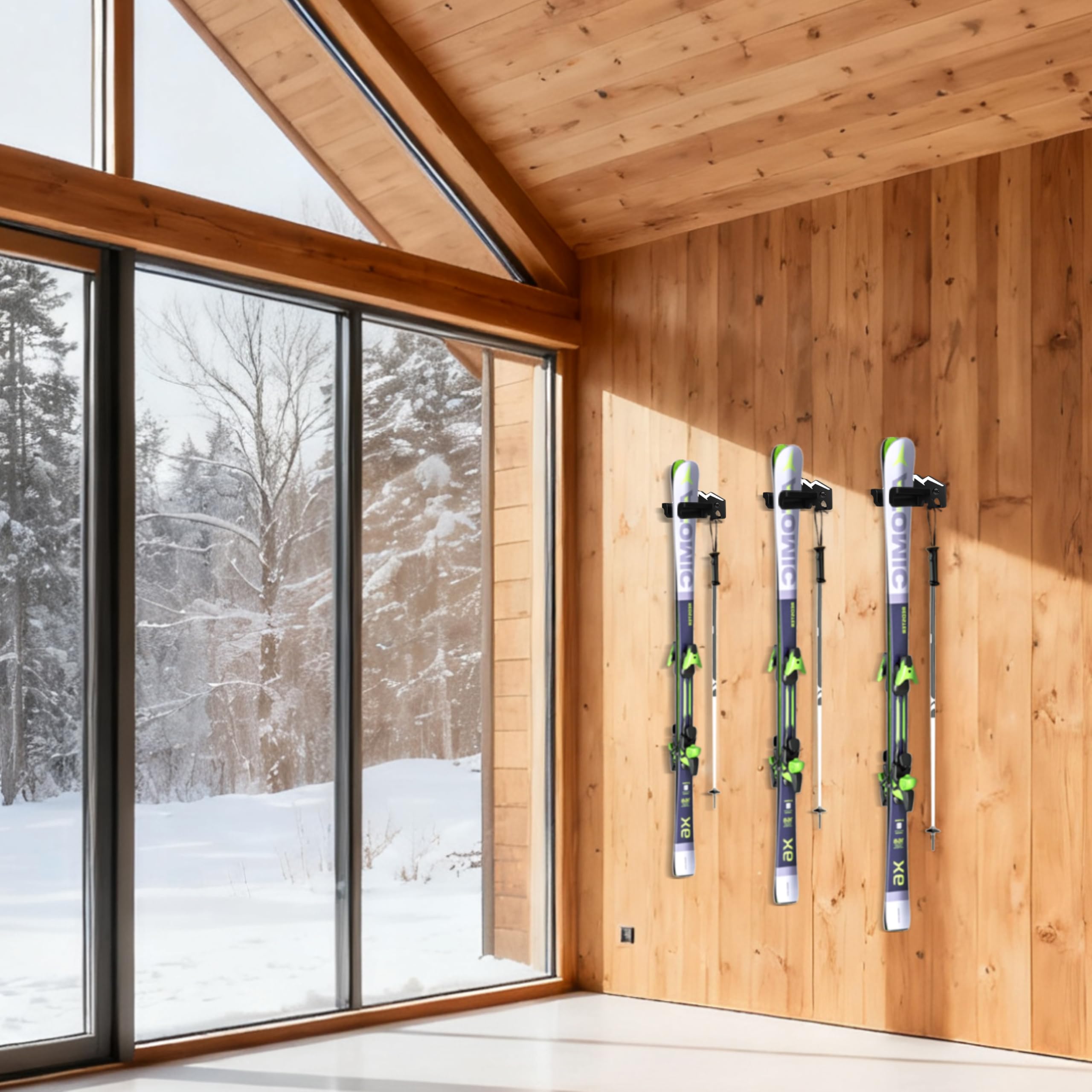 BOOSTEADY Support Mural pour Ski et Snowboard, 2/4PCS Porte-Skis pour Garage, Rangement Durable