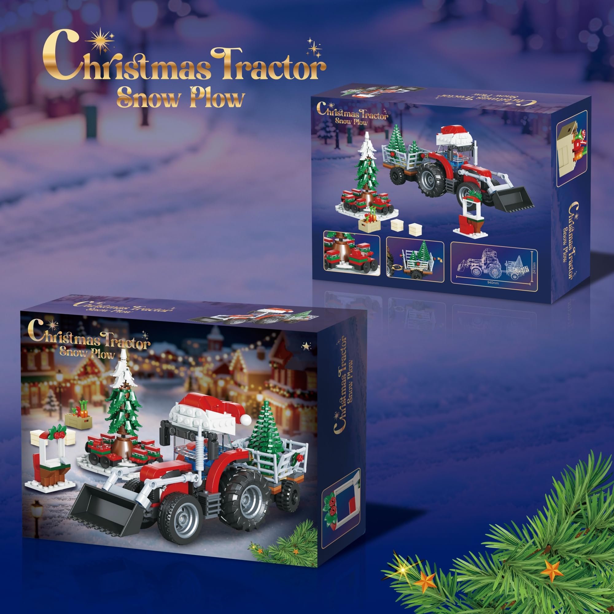 Weihnachts Bausteine Set, Ideas Traktor Schneepflug Modell, Gastgeschenk