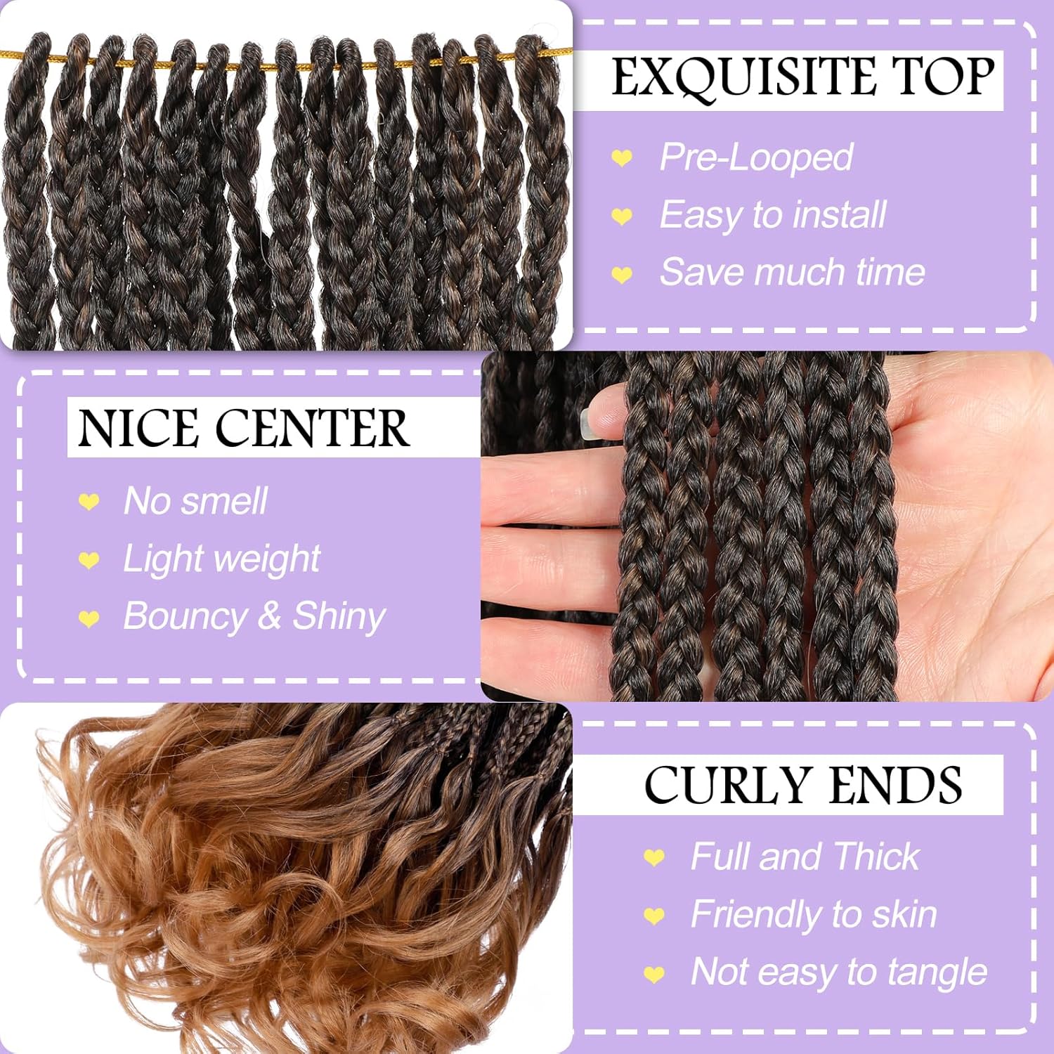 French Curl Crochet Braids 14 Inch 8 Packs Goddess Box Braids Crochet Hair for Women Pre Looped Crochet Box Braid with Curly Ends Synthetic French Curly Braiding Hair Extensions (1B/30)