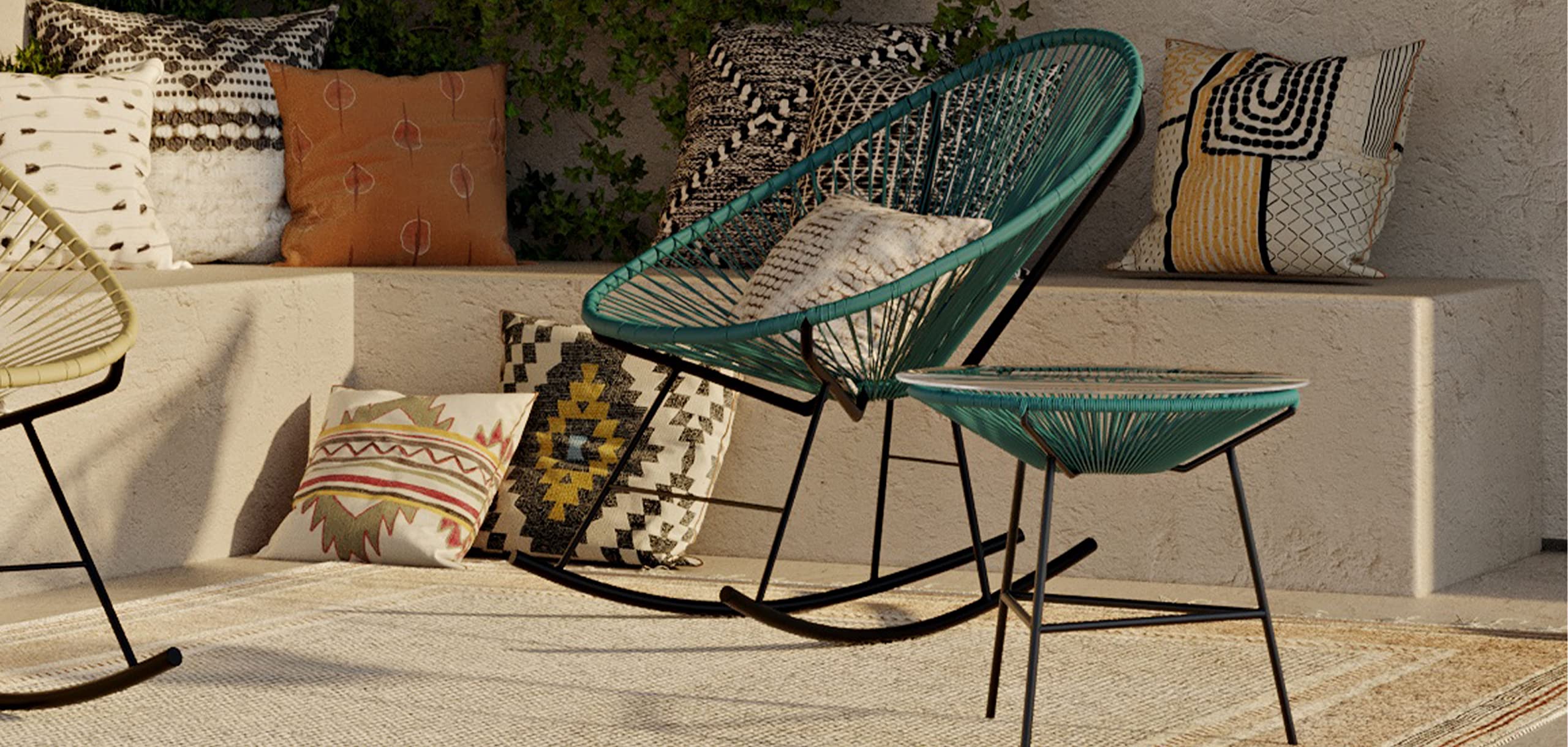 Acapulco Style Table de Jardin - Table d'Appoint - Acapulco Jaune