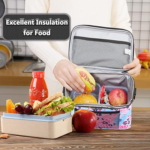 Miniatura 5 de ONTESY Lonchera para mujeres y niñas, tamaño mediano, con aislamiento térmico, para adultos y niños, con correa ajustable para el hombro, para