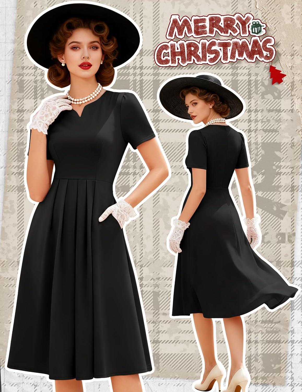 Wedtrend 1950s Dresses for Women Midi Retro Dresses 1940s Tea Party Dress with Pockets - Image 2
