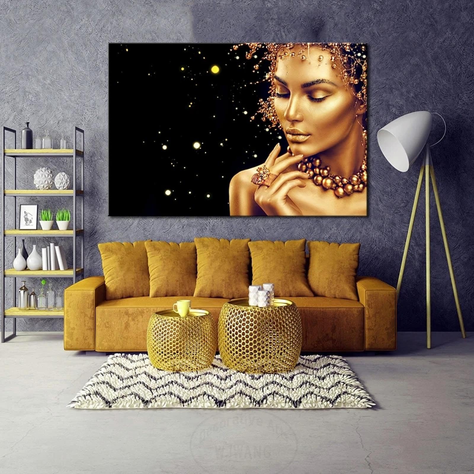 Impression sur Toile Lion couronne Art Noir et blanc Moderne 80x120 cm XXL Tableau Décoration Murale Salon Chambre pret a accroche - Maison