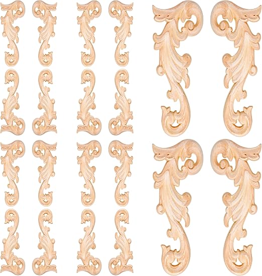 Chinese Style Wood Carved Onlays - Set Of 4 Furniture Applique Corners For Decoration - View #9