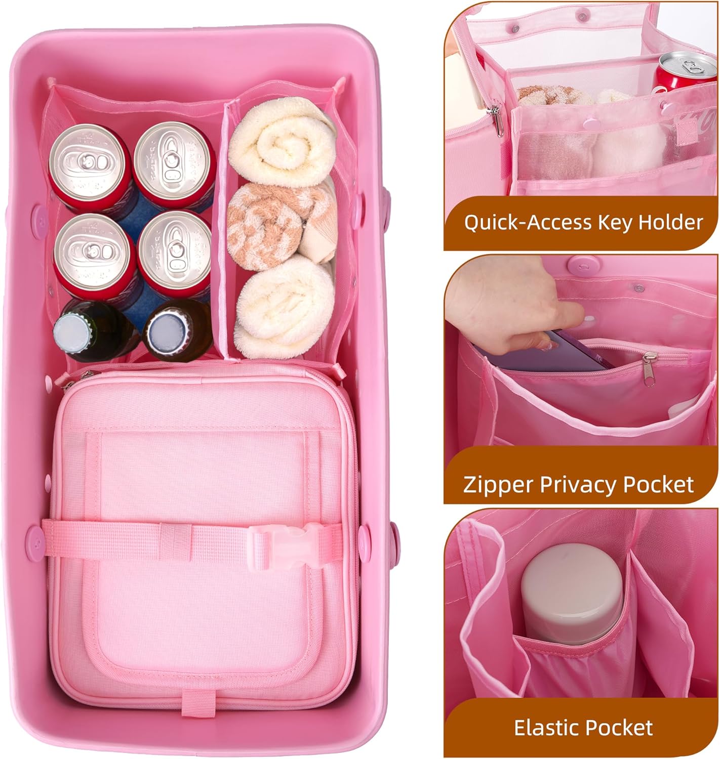 XL Bogg Bag Cooler Organizer Insert with Ice Pack, Dry-Wet Separate Purse Bags Insert with Bogg Bags Accessories Organizer Mesh Bag & Leakproof Insulated Cooler for Camping, Beach, Picnic, Road Trips