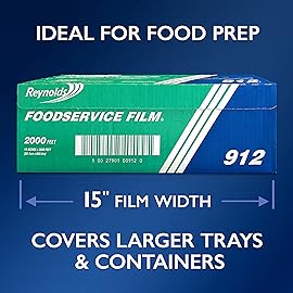 Reynolds 912 Foodservice Clear Plastic Wrap Film, 15 inch Width, 2000 Feet