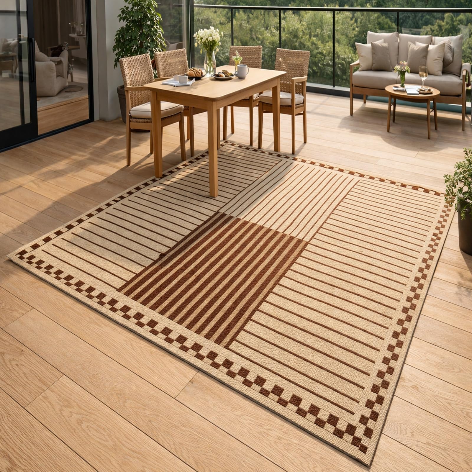 Tapis moderne marron pour canapé de salon et appartement cosy