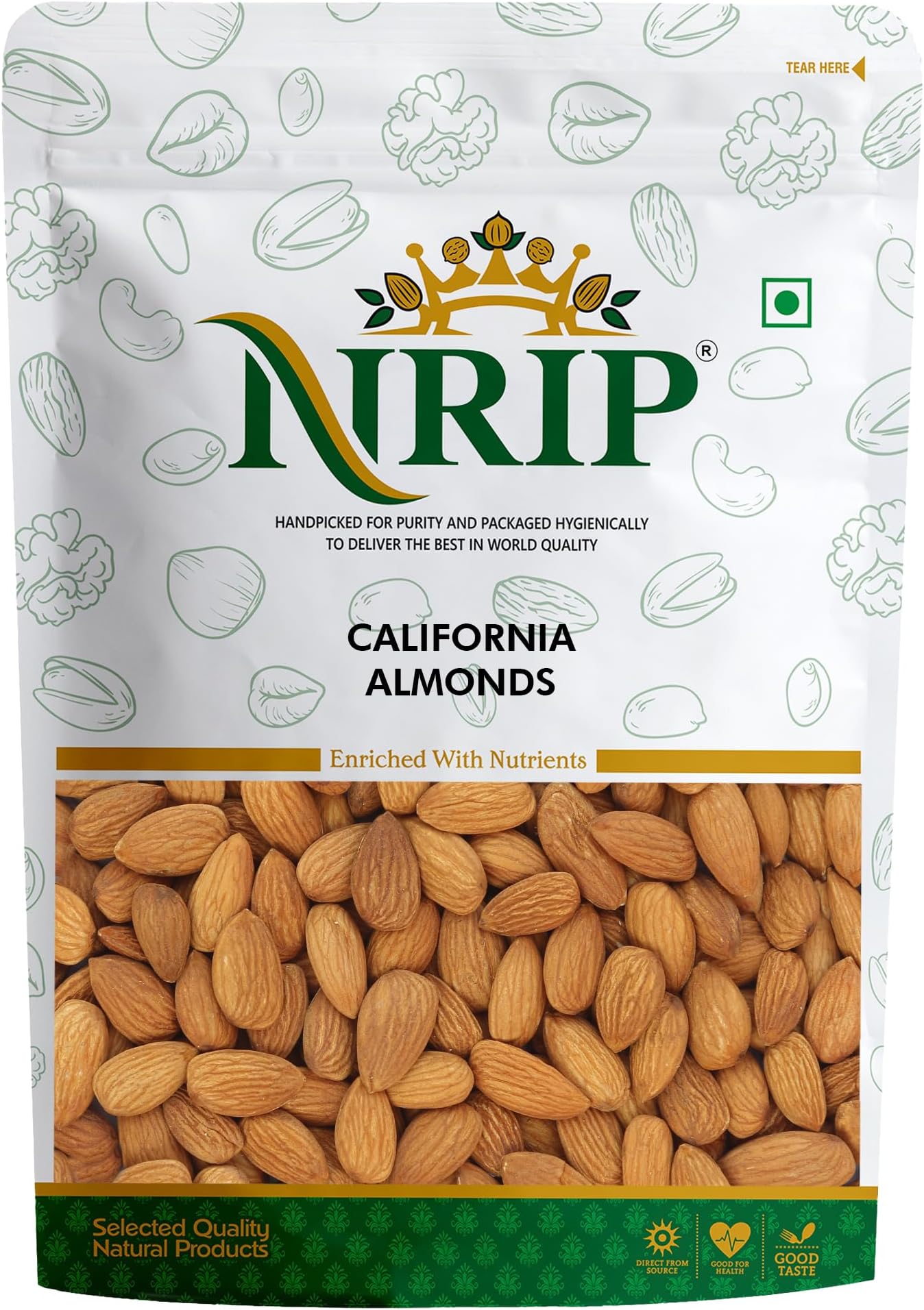 100% Pure Premium Californian Almonds/Badam 200g |Healthy Snacks, Dry fruits|High in Fiber|Badam Giri|Rich in Protein|Magnesium|Phosphorus|Dietary Fibre|Nuts & Dry Fruits|Zero Cholesterol
