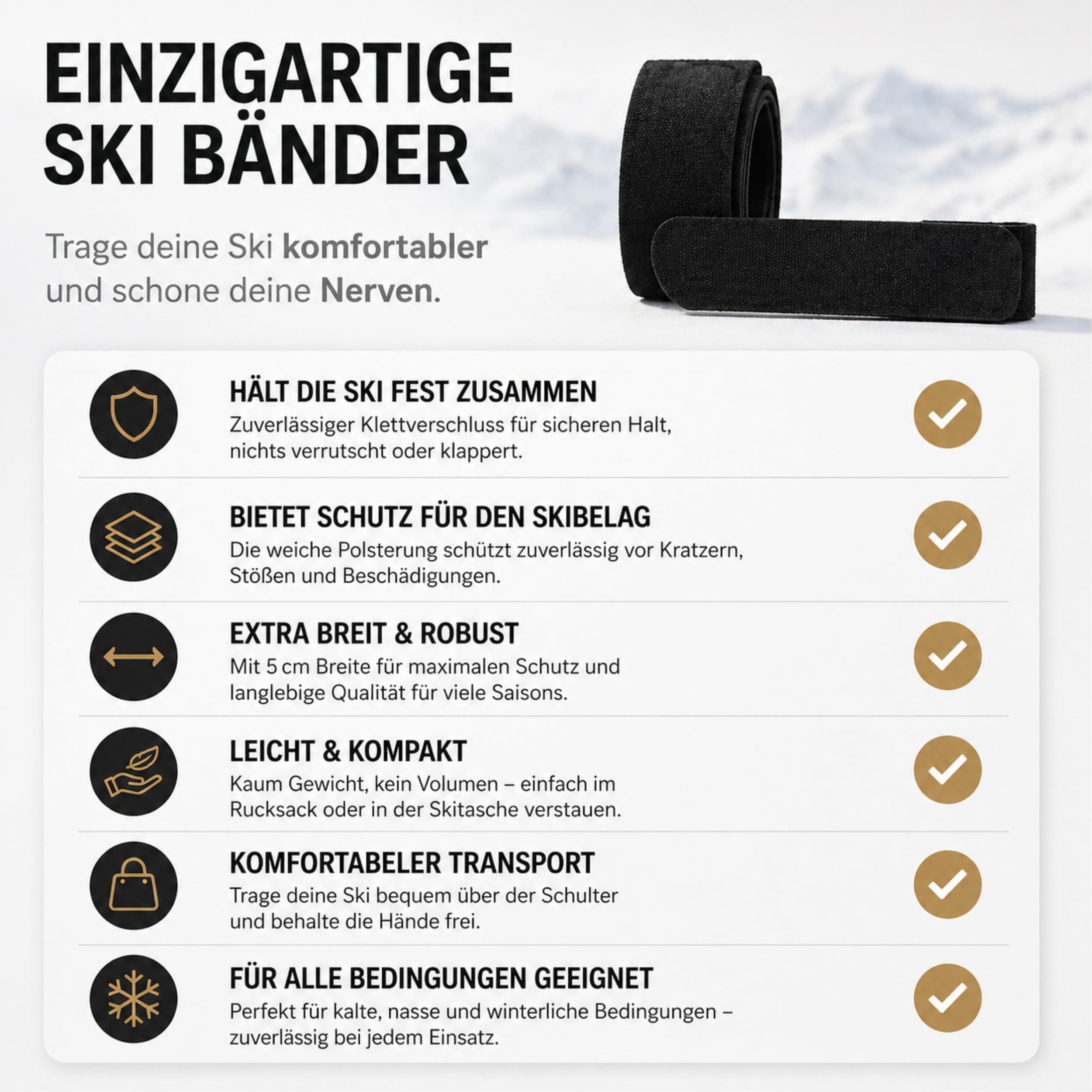 sunmondo 2 bandes de ski Connecteur protecteur noir
