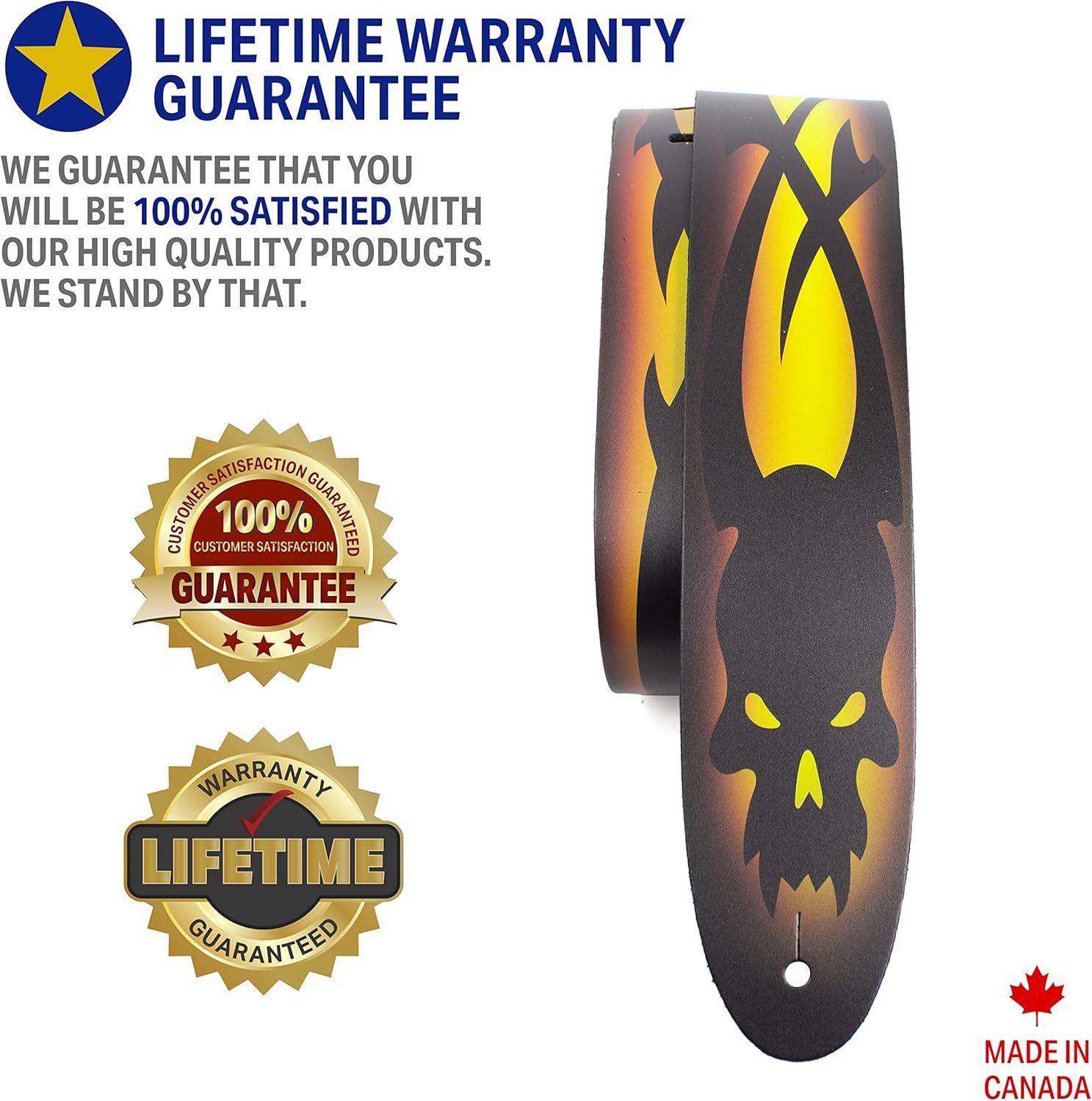 Perri's Leathers Ltd. Direct To Leather Guitar Straps: Bold Designs for Acoustic/Bass/Electric Guitars - Made in Canada