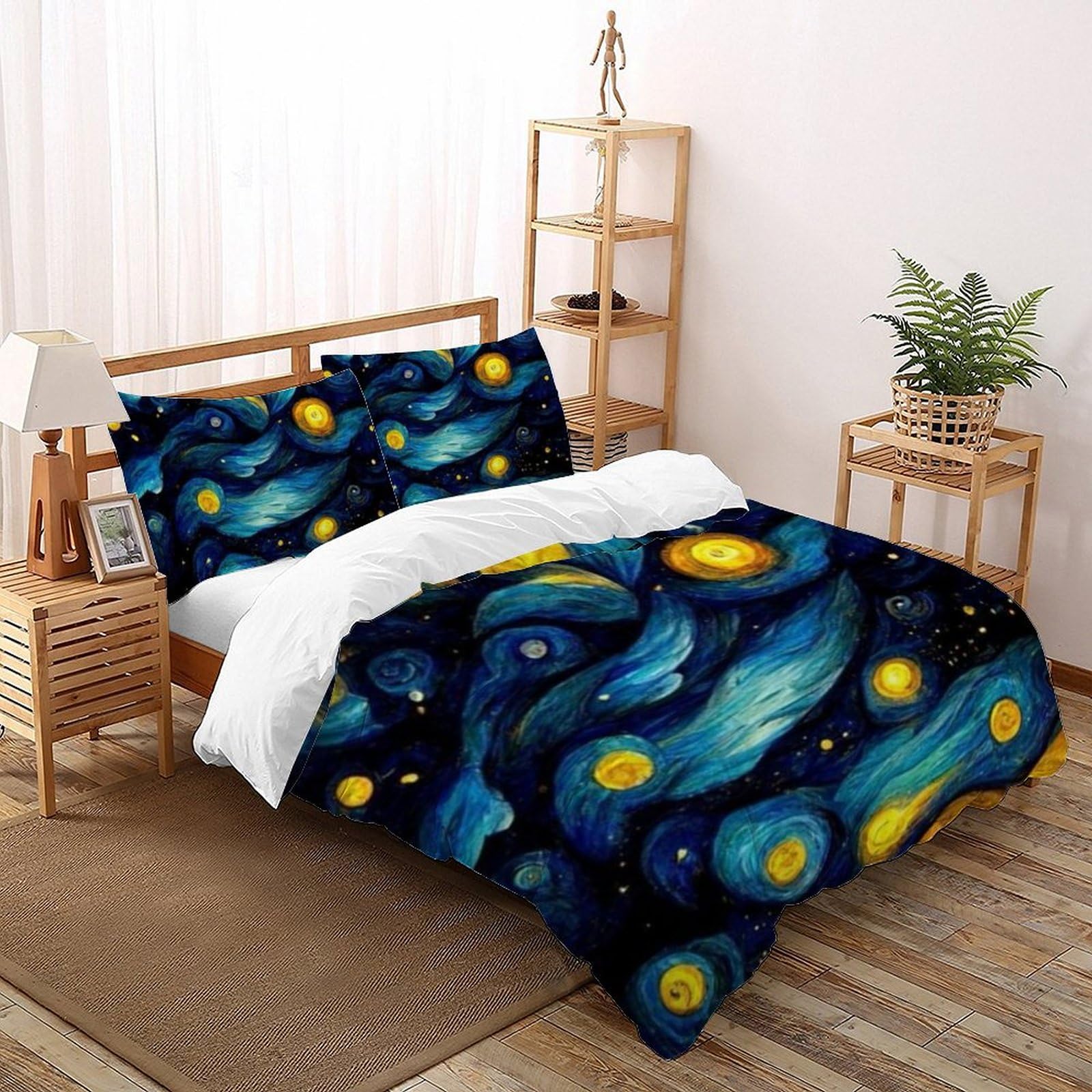 Housse de couette paysage 3D infroissable et douce en microfibre pour lit double 2 places