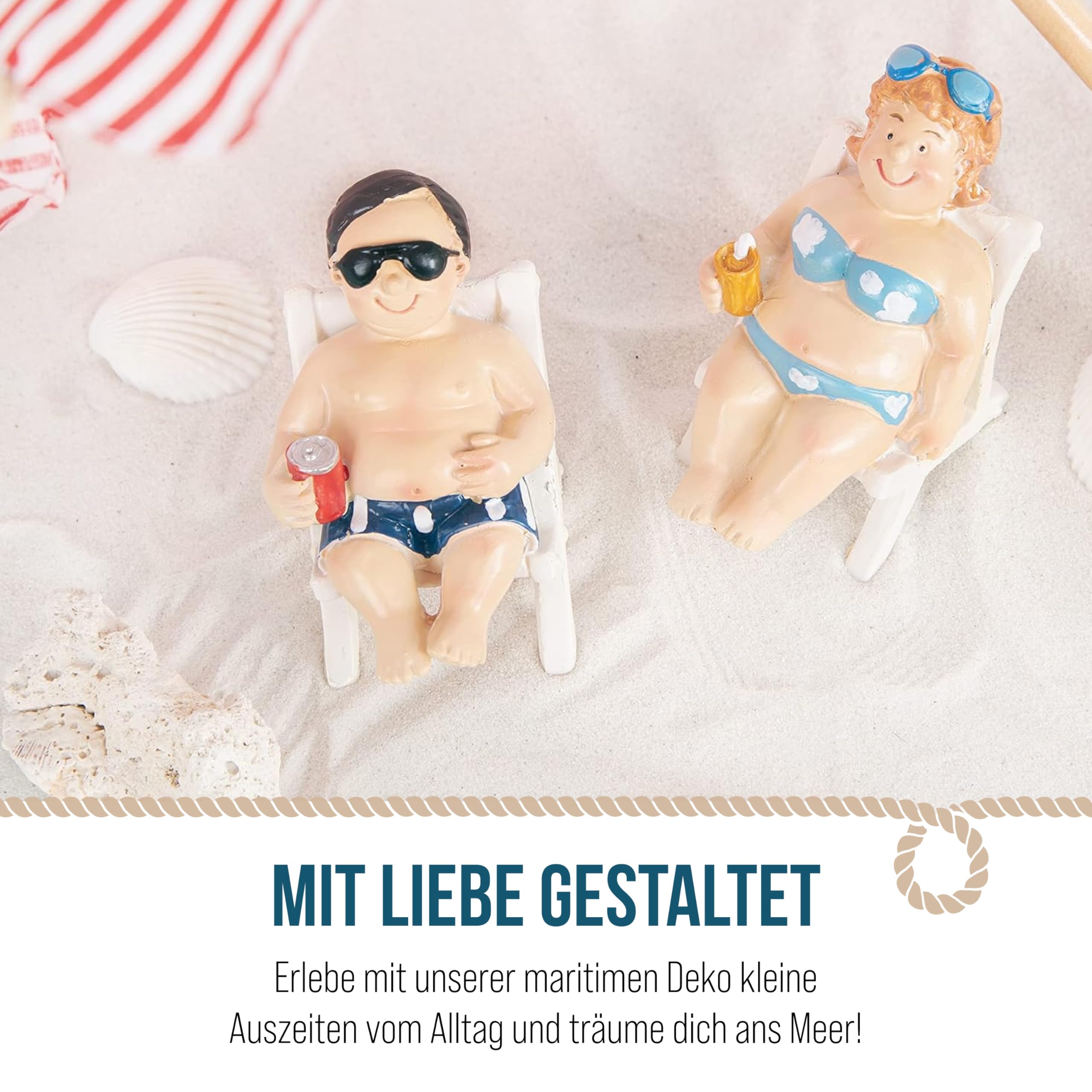 Décoration Vacanciers Figurine Couple De Vacanciers - Homme Et Femme Plage - Décoration Maritime 8,5 Cm
