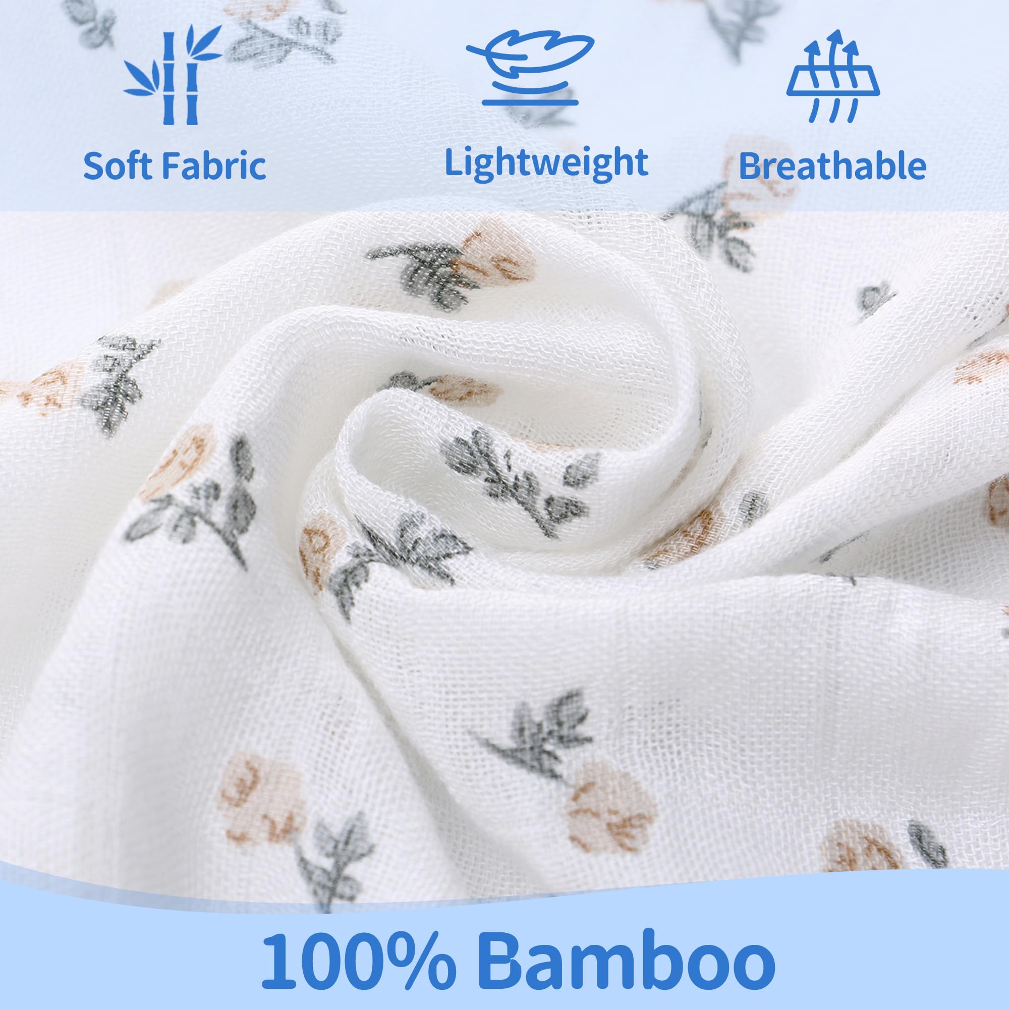 Miracle Baby Bamboo Newborn Baby Blanket Wrap,Large Swaddle Cloths for Baby Boys and Girls 120cm x 120cm Blanket Burp Cloths,Essential Items for Baby Shower - Image 3