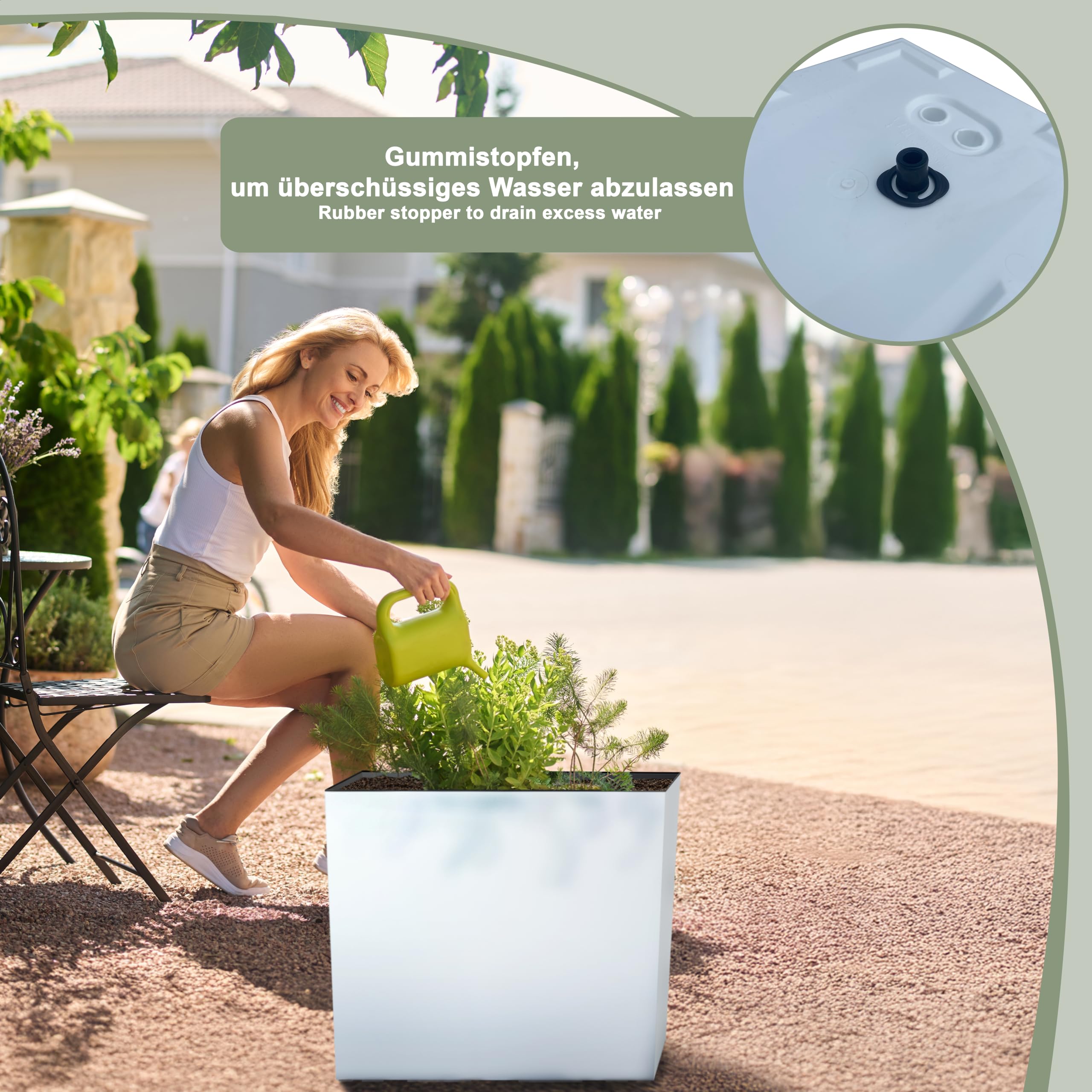 Jardinera 77x23x68 cm | Macetas de plástico, Resistente a la Intemperie y versátil | Jardinera Ideal para balcón e Interior | Maceta de diseño Elegante | Blanco