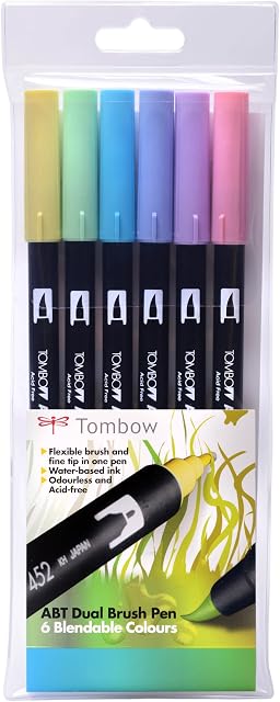 Tombow ABT Dual Brush Pen - Pastel Colours (Pack of 6)
