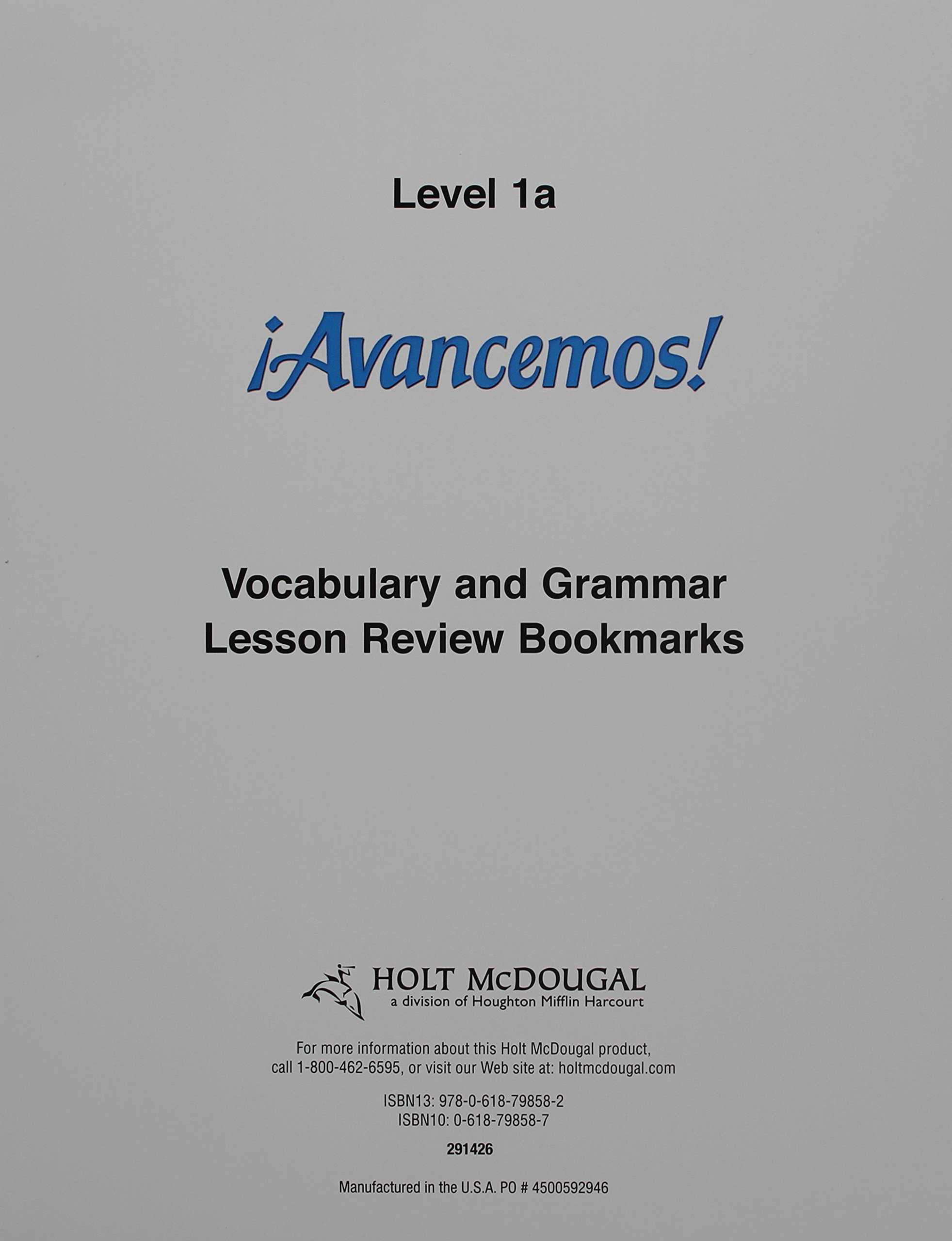 Avancemos! Level 1A + Vocabulary and Grammar Lesson Review Bookmarks: Cuaderno-Para Hispanohablantes (Spanish Edition) - Image 3