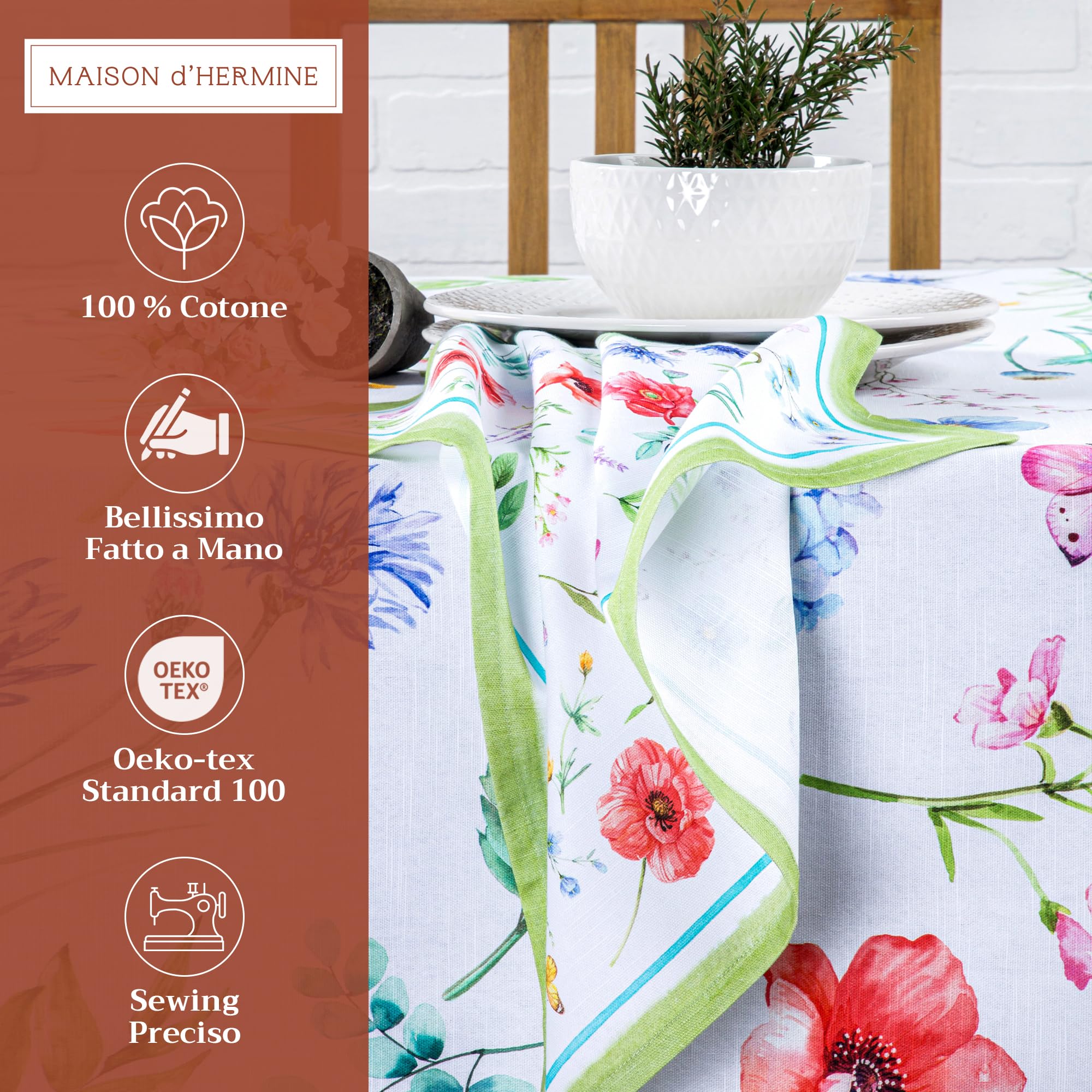 Maison d' Hermine Cloth Napkins Set of 4 100% Cotton Everyday Reusable Square Napkins Cloth Washable Dinner Party Wedding Restaurant Gifts for Mothers Day (Just Floral - Image 2