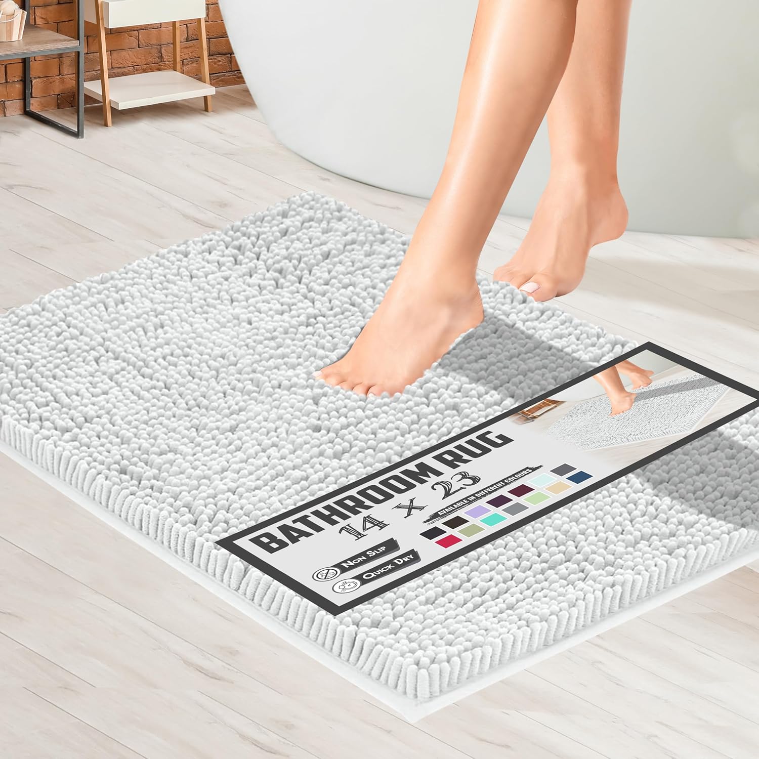 MAYSHINE Bathroom Rug 23x14, Soft Plush Chenille Bath Mat, PVC Non Slip Backing