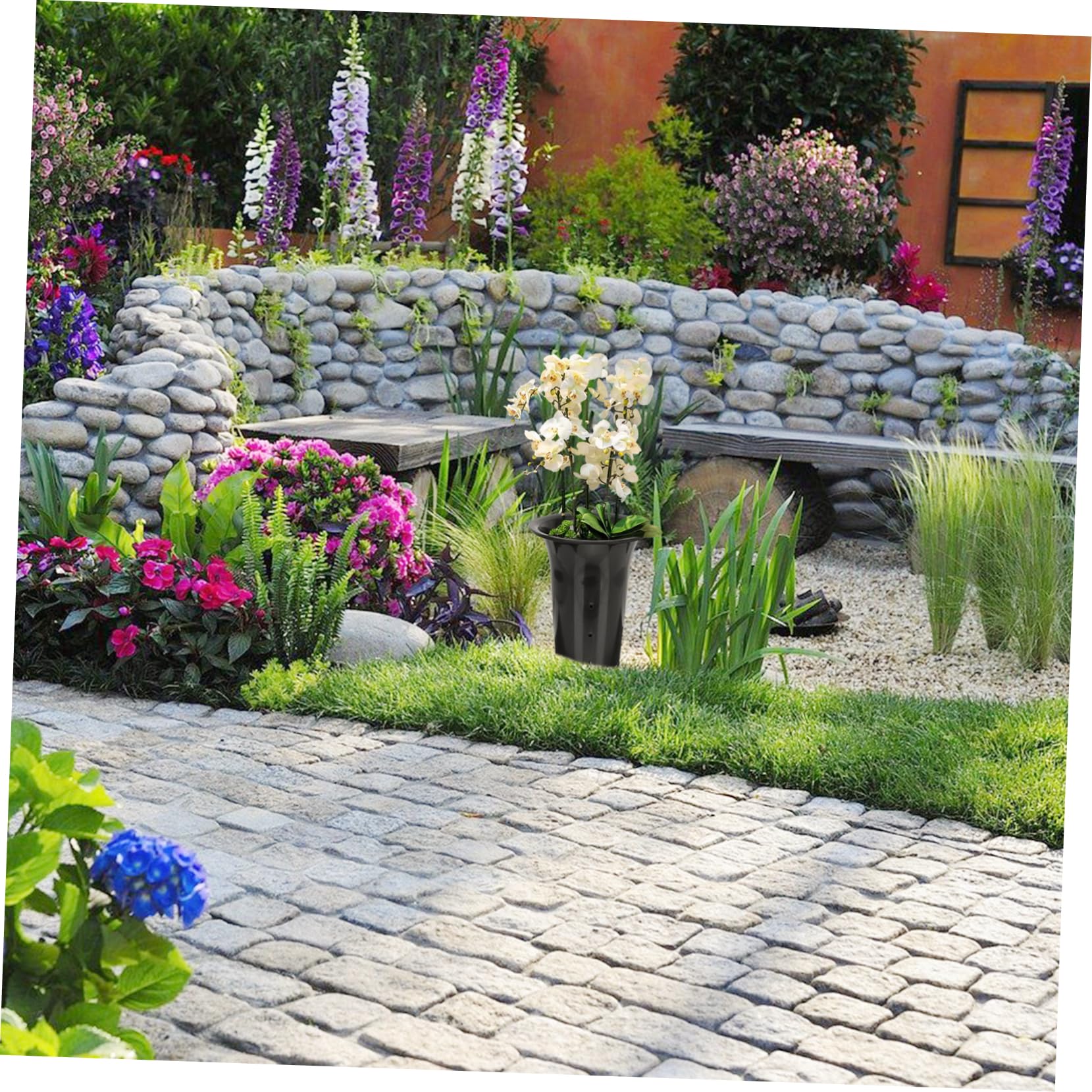 Sosoport Lot de 10 Pots De Pépinière en Plastique Noirs 6 Pouces pour Orchidées, Pots Respirants à Trous De Drainage, Hauteurs Et Épaisseur Renforcées, pour Jardin Balcon Intérieur Extérieur