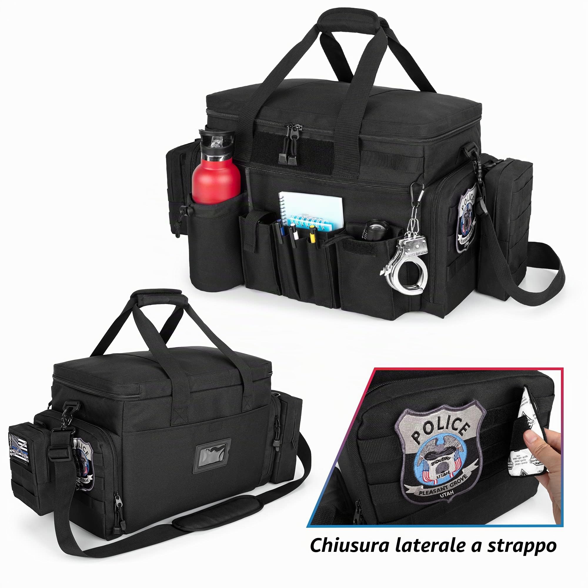Trunab Borsone Polizia Borsa Tattica MOLLE, Organizer da Auto per Sedile Anteriore, Borsello Viaggio Tracolla Militare con Scomparto per Laptop 15,6", Non Include Piccola MOLLE Marsupio