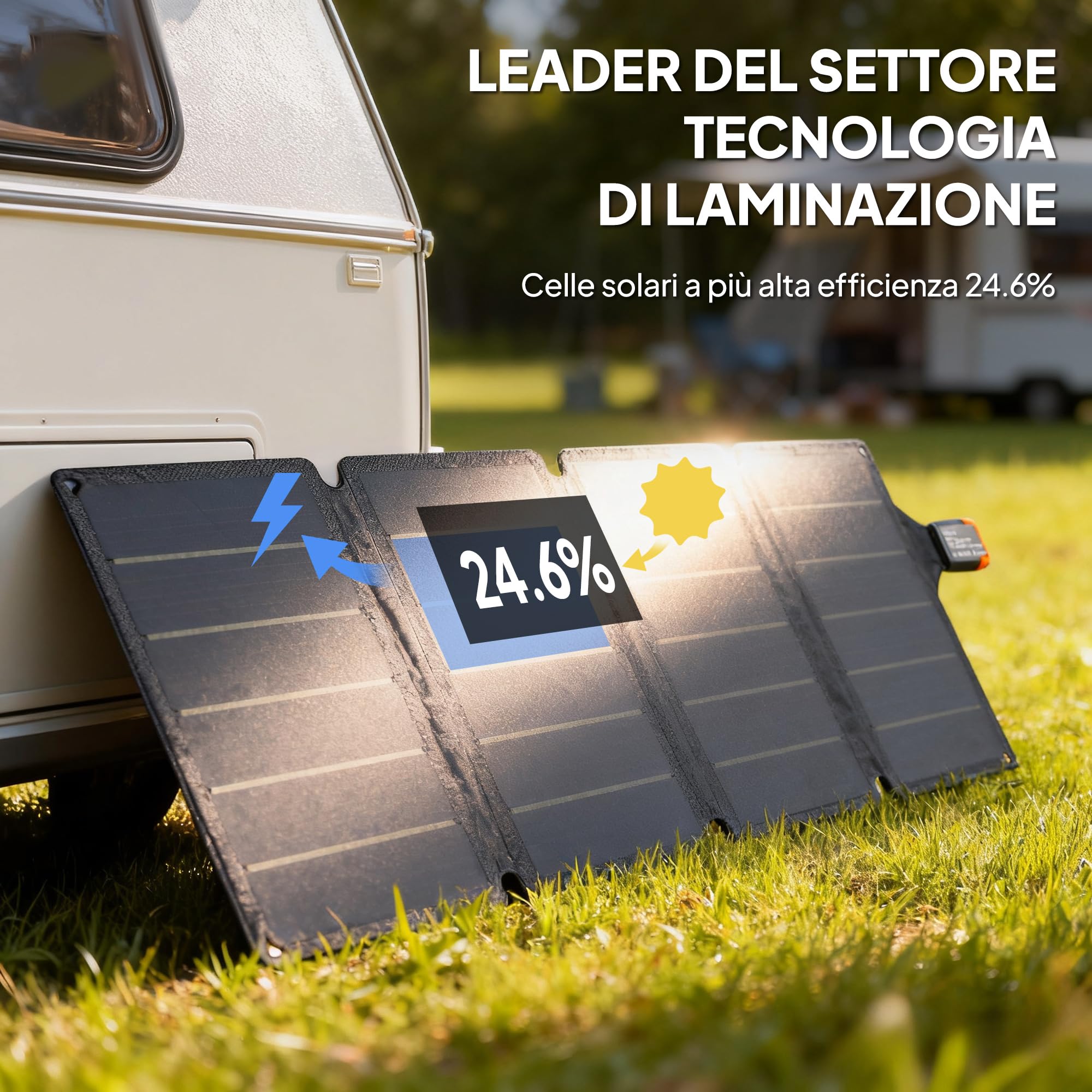HOMCOM Caricabatteria Solare 36W, Caricatore Solare Pieghevole con Attacco Tipo-C e Adattatore da USB-A per Smartphone e Tablet, Impermeabile IP67 in ETFE, per Campeggio e Uso Esterno, Grigio