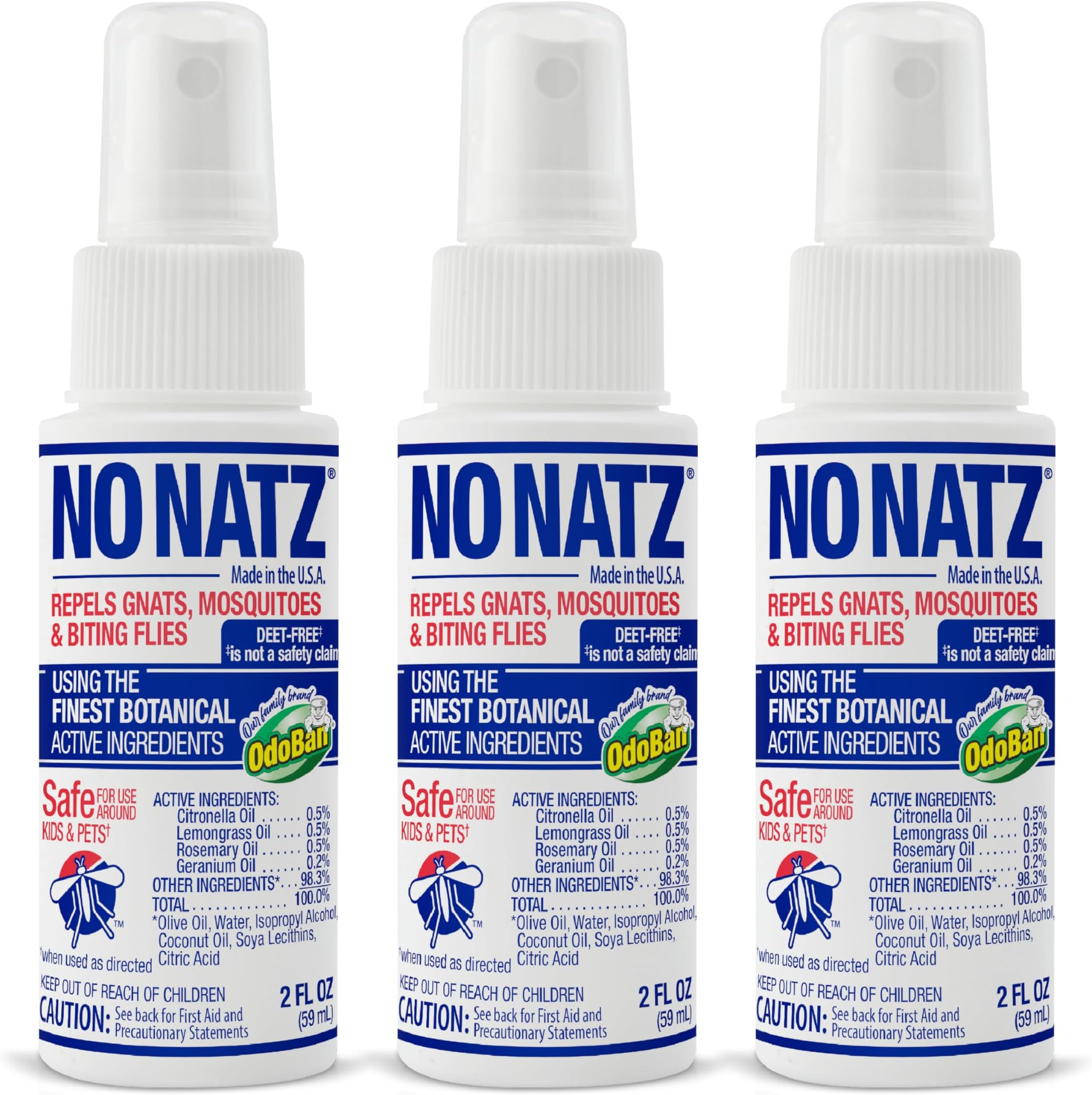 No Natz Botanical Insect Repellent, DEET-Free, Made with Natural Essential Oils, Non-Greasy Formula, Made in The USA, Fresh Scent, 4 Ounce Spray Bottle