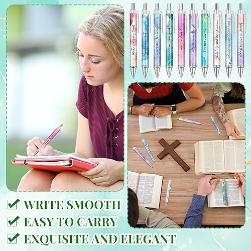 Vista 30 de Yeaqee 50 Pcs Inspirational Ballpoint Pens Bulk Motivational Quotes Stylus Tip Christmas Retractable Ballpoint Gift Stylish Office Black Ink Pens