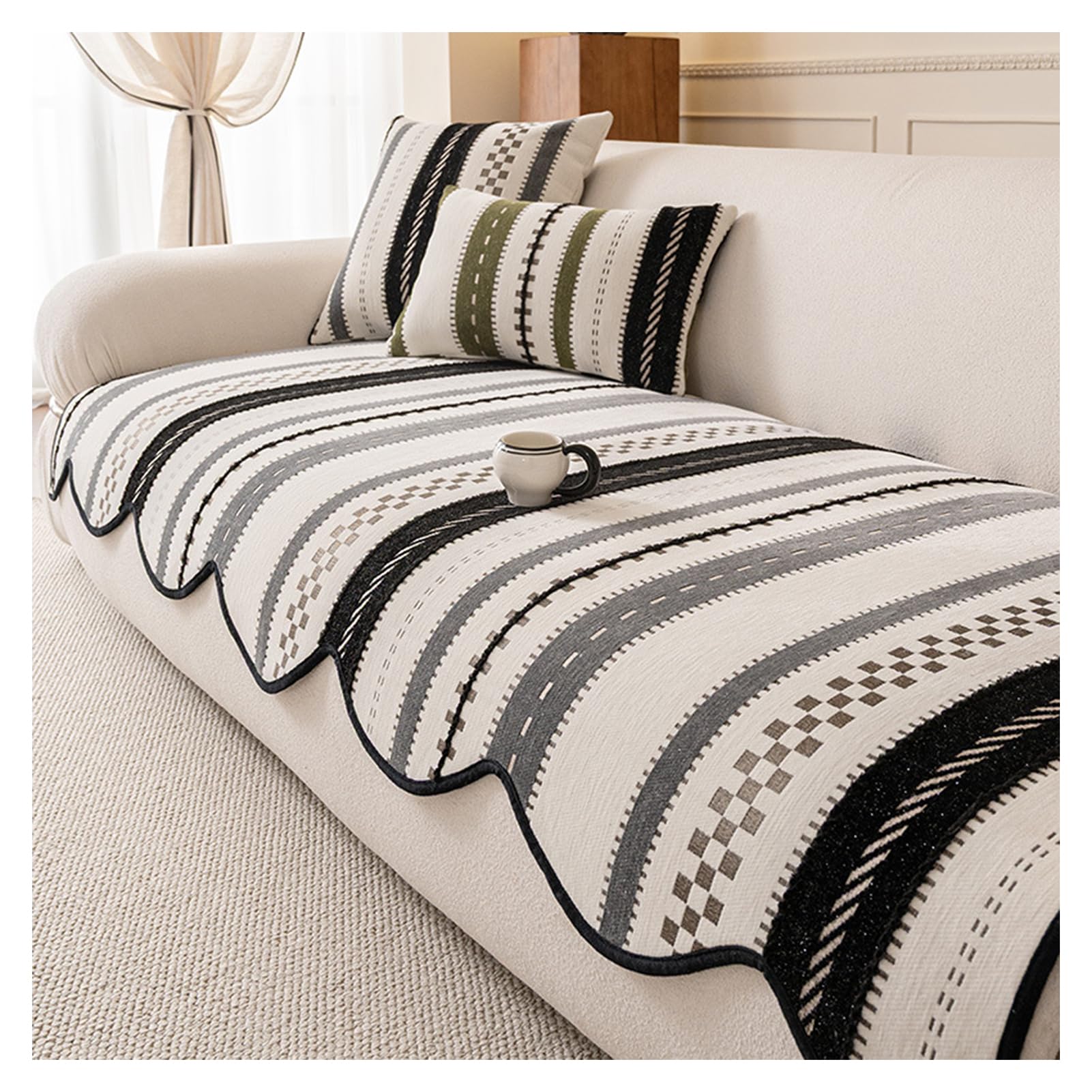 Housse de protection de canapé en silicone épais avec base antidérapante en tissu chenille résistant à l'usure pour canapé sectionnel multi-places en forme de L