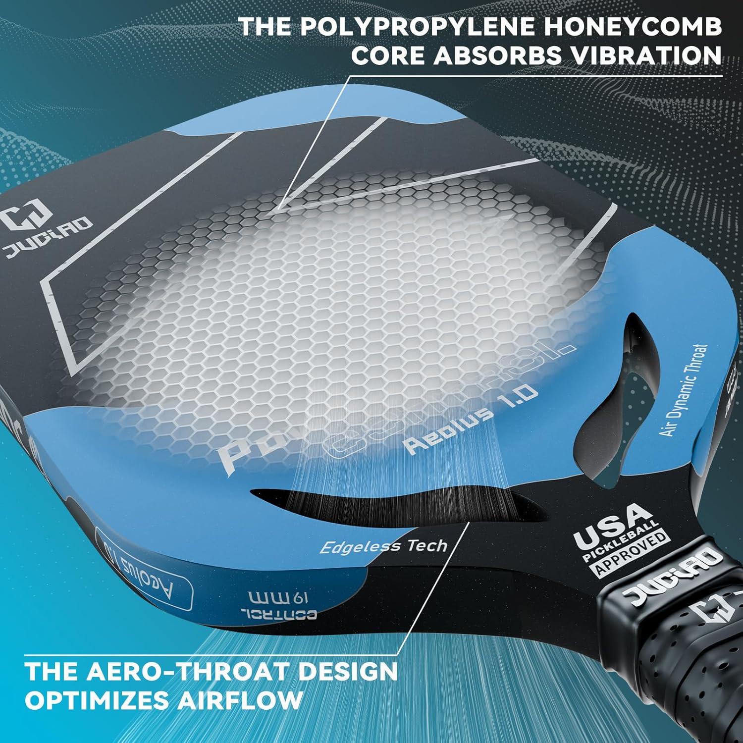 Pickleball Paddle - USAPA Approved T700 Carbon Fiber Pickleball Racket 19MM Thermoformed Pickle Ball Paddle for Power & Control