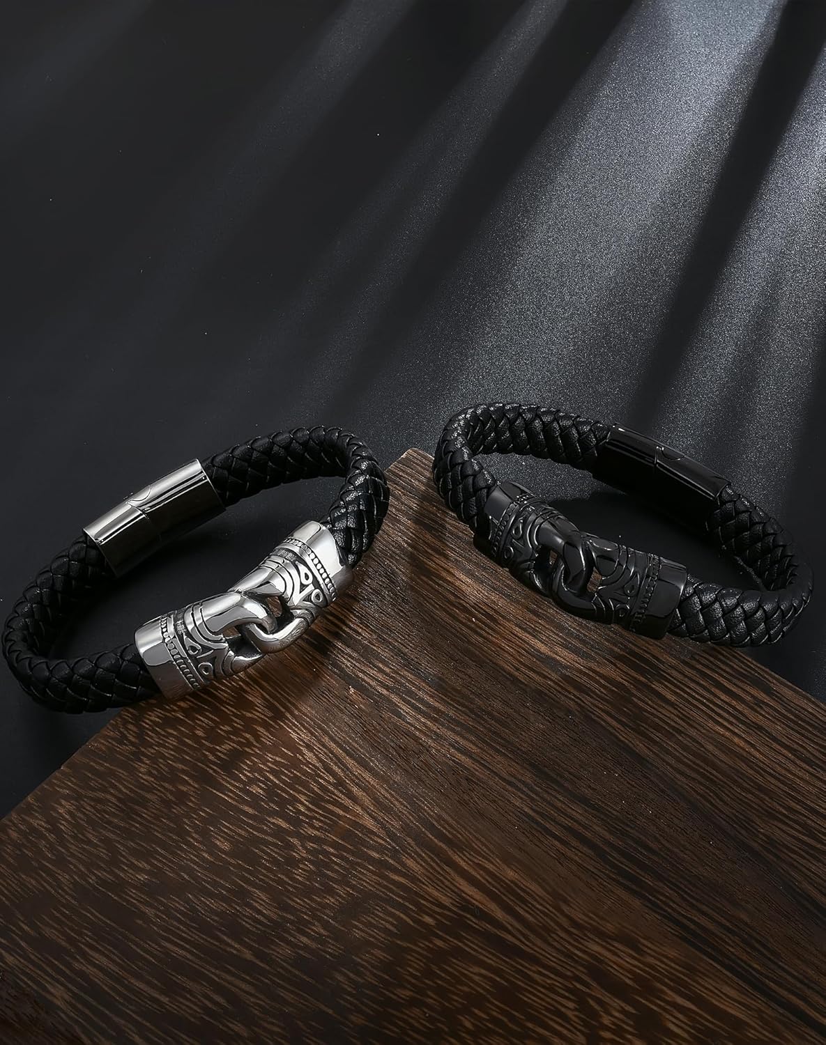 YL Cross Viking Skull Masonic Bracelet, Mens Leather 18K Gold/Rhodium Plated Stainless Steel Scorpion Owl Christian Bible Verse Military Hero Handcrafted Cuff Jewelry Gifts for Women - Image 3