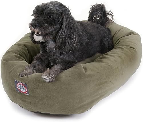 Miniatura 60 de Majetic Pet Products - Cama en forma de bagel para perro, de gamuza color gris, 40 pulgadas, con reposacabeza
