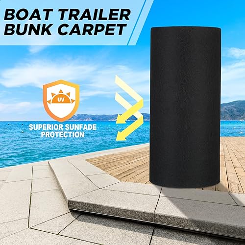 Miniatura 5 de Remerry Alfombra de litera para remolque de barco, alfombra marina acolchada de poliéster negro para remolque de barco, paso de repuesto para