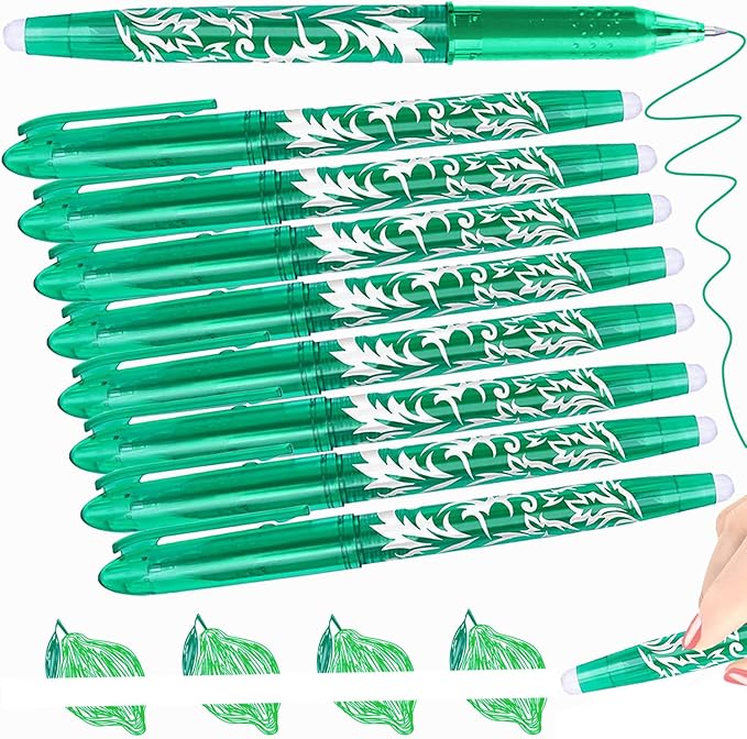 8 Erasable Pens Green Pens, Rub Out Pens Green Ink Eraser Pen, Erasable