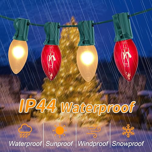 Miniatura 10 de Abeja Guirnalda de luces naranjas para exteriores, luces de decoración de Navidad C9 de 25 pies con 26 bombillas naranjas transparentes (1 de