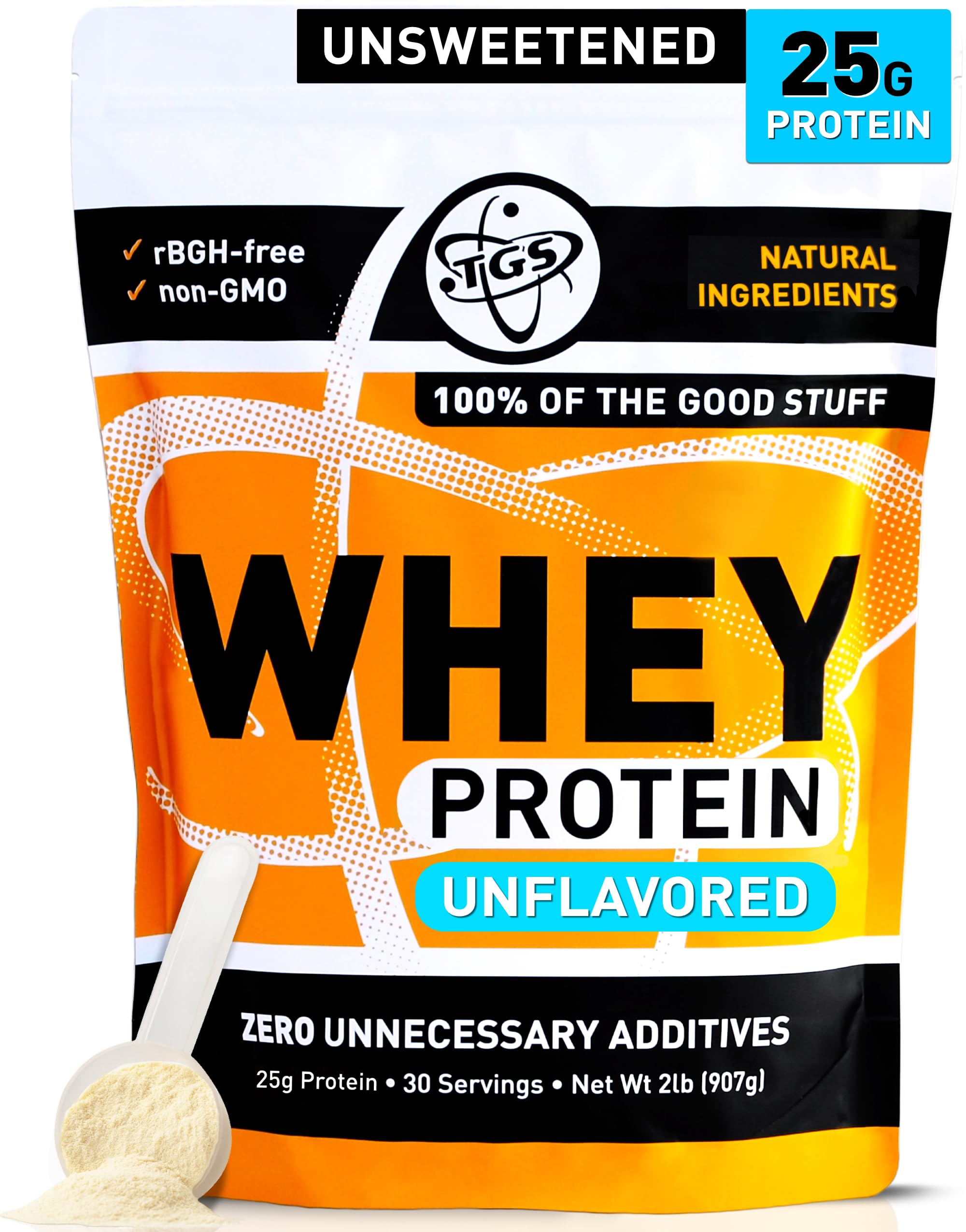 - TGS Nutrition Whey Protein Powder Unflavored, Unsweetened - No Artificial Ingredients for Men & Women - 2lb Soy-Free, No Gluten, Keto Friendly - Post Workout Muscle Recovery