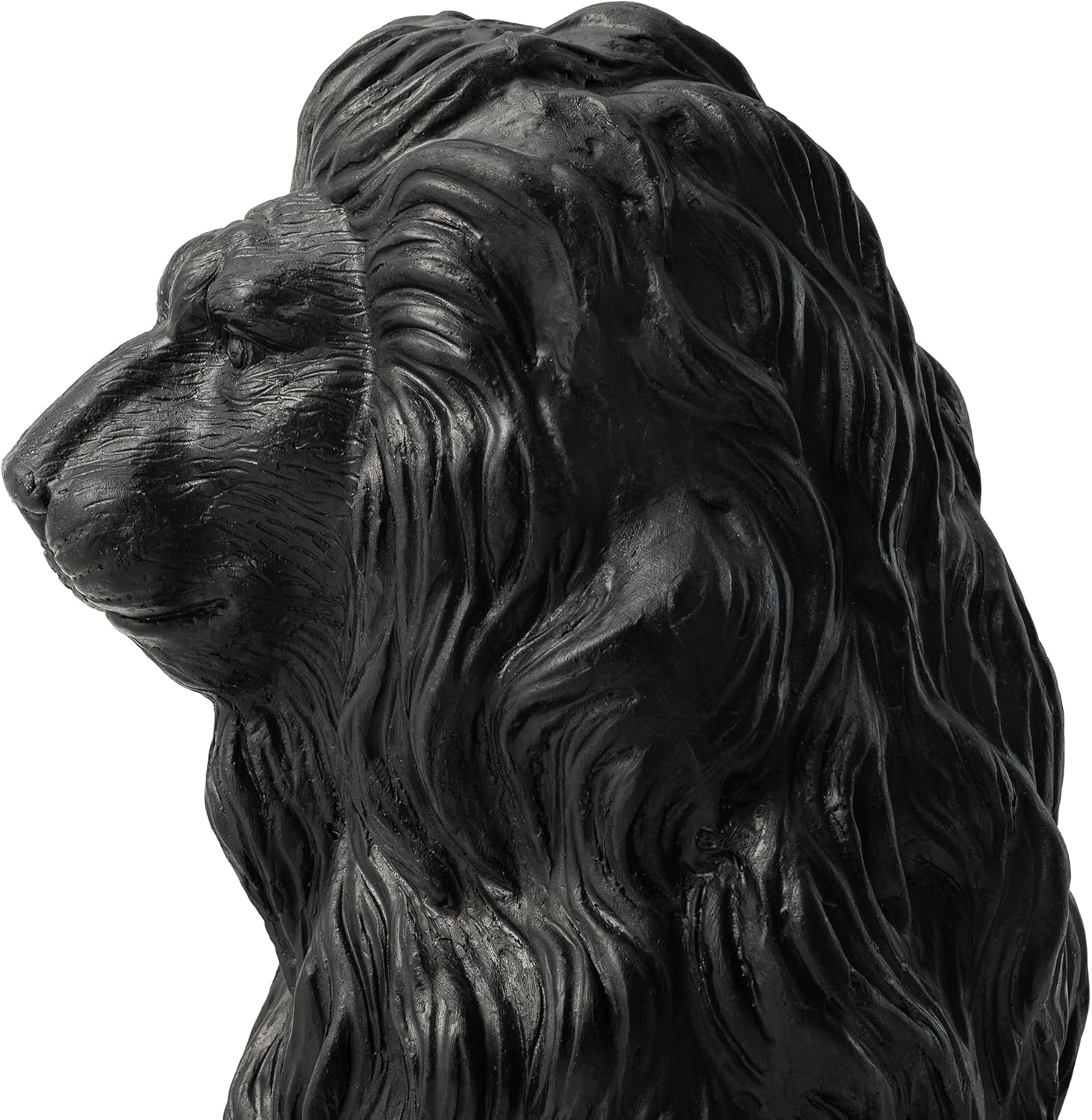 Glitzhome Guardian Sitting Lion Garden Statue MGO Outdoor Decoration, 27.75" H, Black