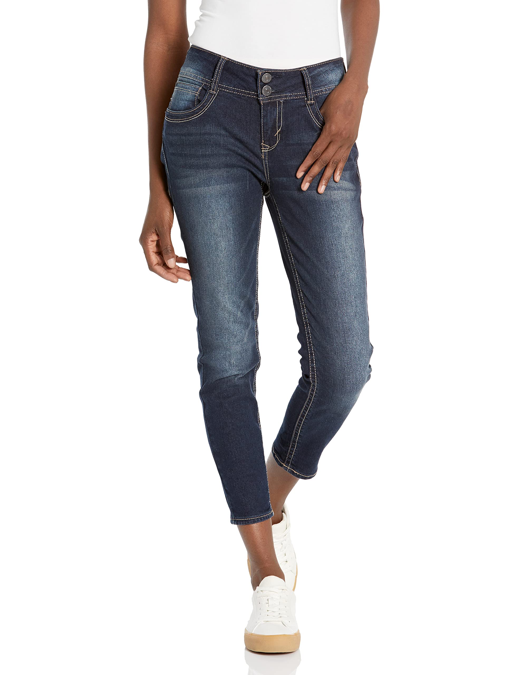 WallFlowerWomen's Luscious Curvy Ankle Mid-Rise Insta Stretch Juniors Jeans (Standard and Plus)