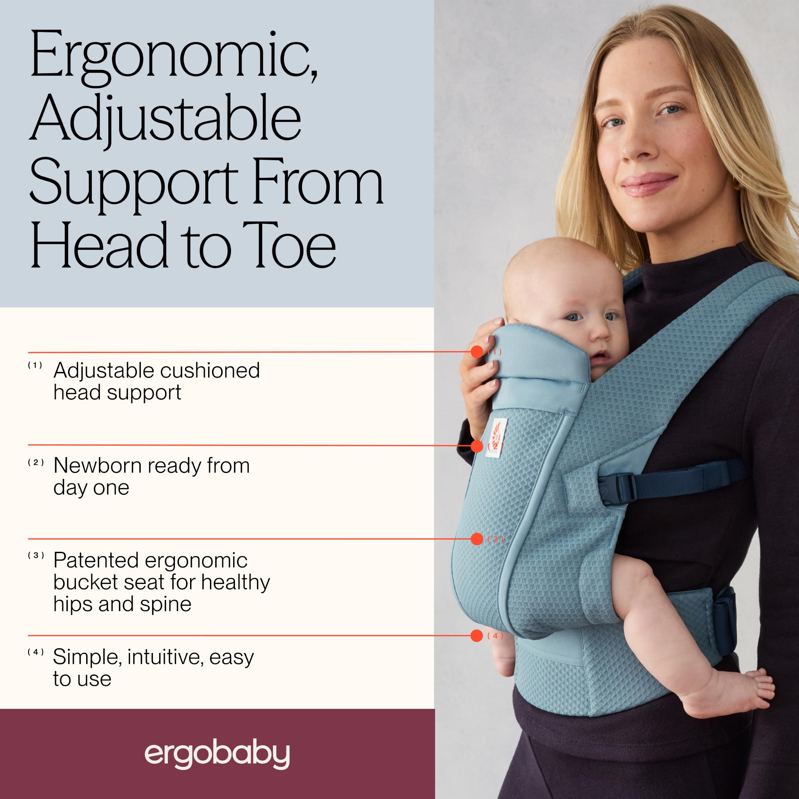 Ergobaby Omni Lite nosidełko dla noworodków i małych dzieci 0-24 miesiące