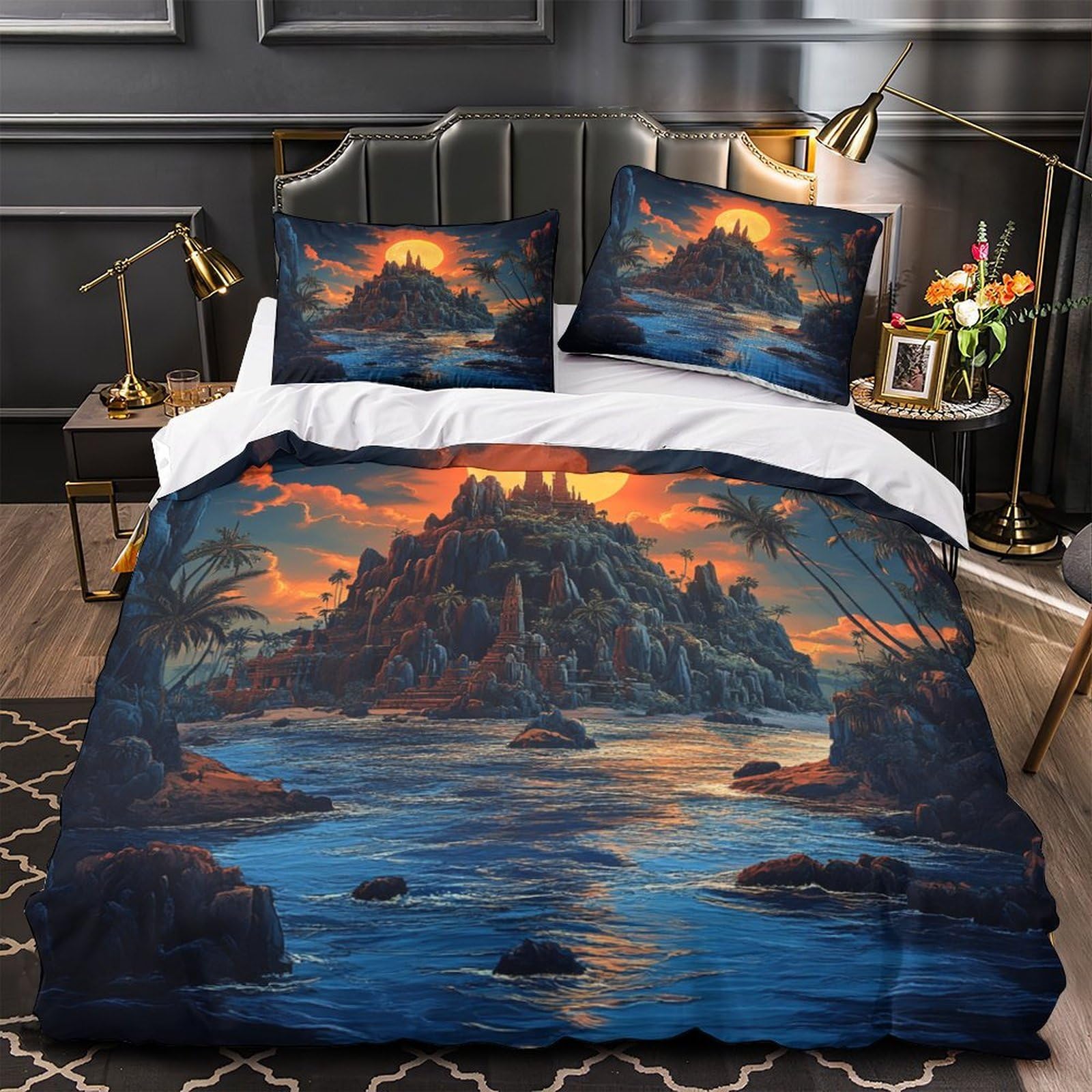 Housse de couette dragon 3D parure de lit microfibre douce avec fermeture éclair pratique