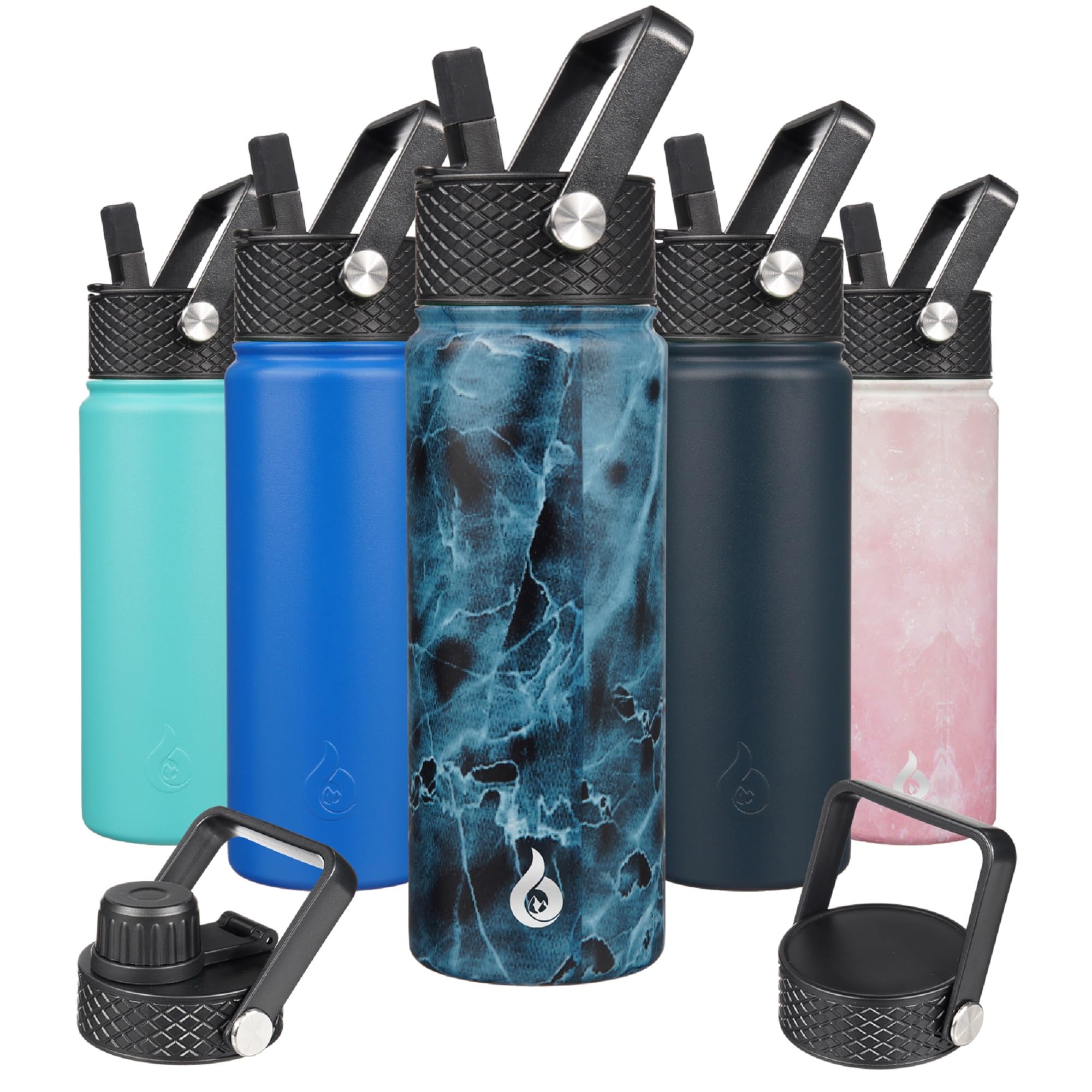 BJPKPK Insulated Water Bottles with Straw Lid, 22oz Cold & Hot Thermo, Stainless Steel Metal Water Bottle with 3 Lids, Reusable Thermo, Cups, Mugs for