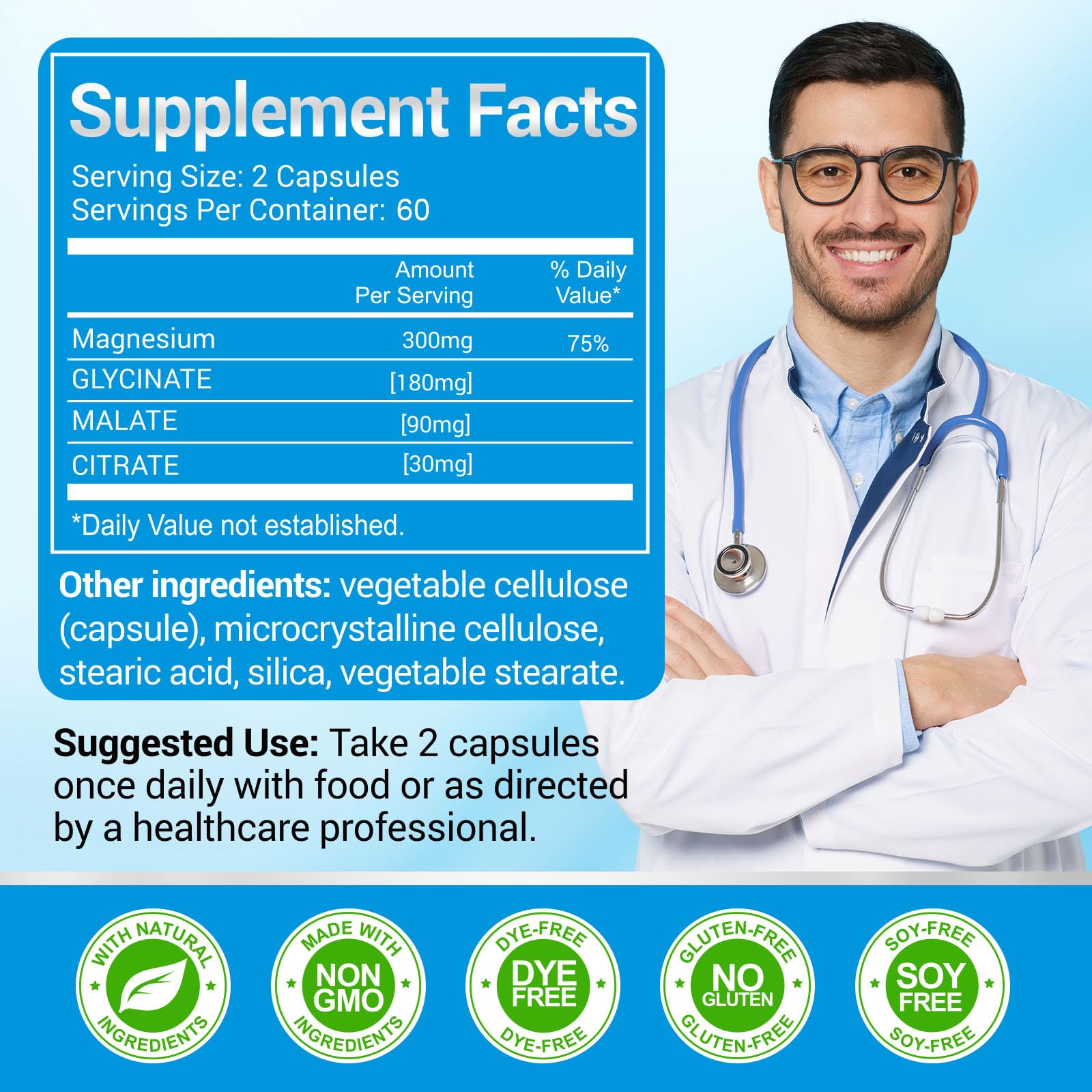 ASSR Triple Magnesium Complex - 300mg Pure Ocean Magnesium Glycinate & Magnesium Malate & Magnesium Citrate for Sleep, Energy, and Relaxation Support, High Absorption, Vegan, Non-GMO, 120 Capsules — Amazon image 2