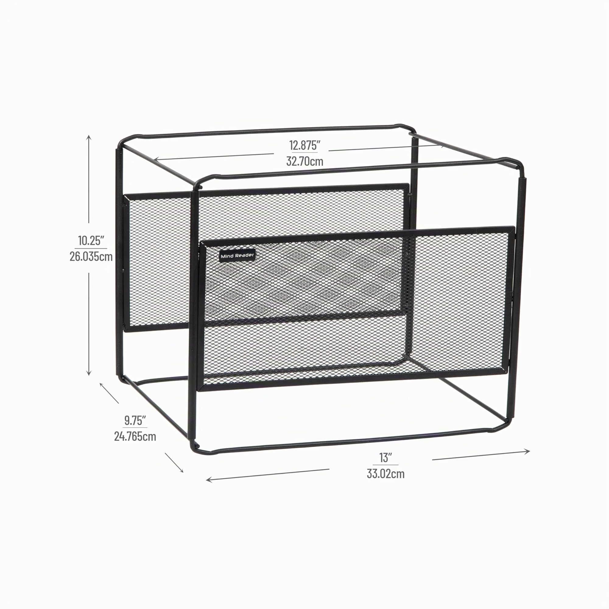 Mind Reader Organiseur de dossiers suspendus, maille métallique, 33 x 24,8 x 26 cm, noir