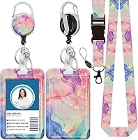 Vista 20 de Cordón para credencial y soporte para tarjetas de identificación, carretes retráctiles con clip para cinturón de carrete de mosquetón, cordón