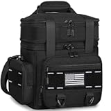 Expandable Tactical Lunch Box&comma; Large Insulated Lunch Cooler Bag Heavy Duty Leakproof Lunch Pail for Men Adults Work Office Outdoor Picnic Trips&comma;16L&comma;Black