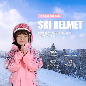 BeBeFun Toddler and Kids Ski Helmet Snowboarding Helmet with Goggles for Snow Activity Ultra Lightweight Comfort and Warmth Small Size ASTM & CE Certified Suggest 2-6years