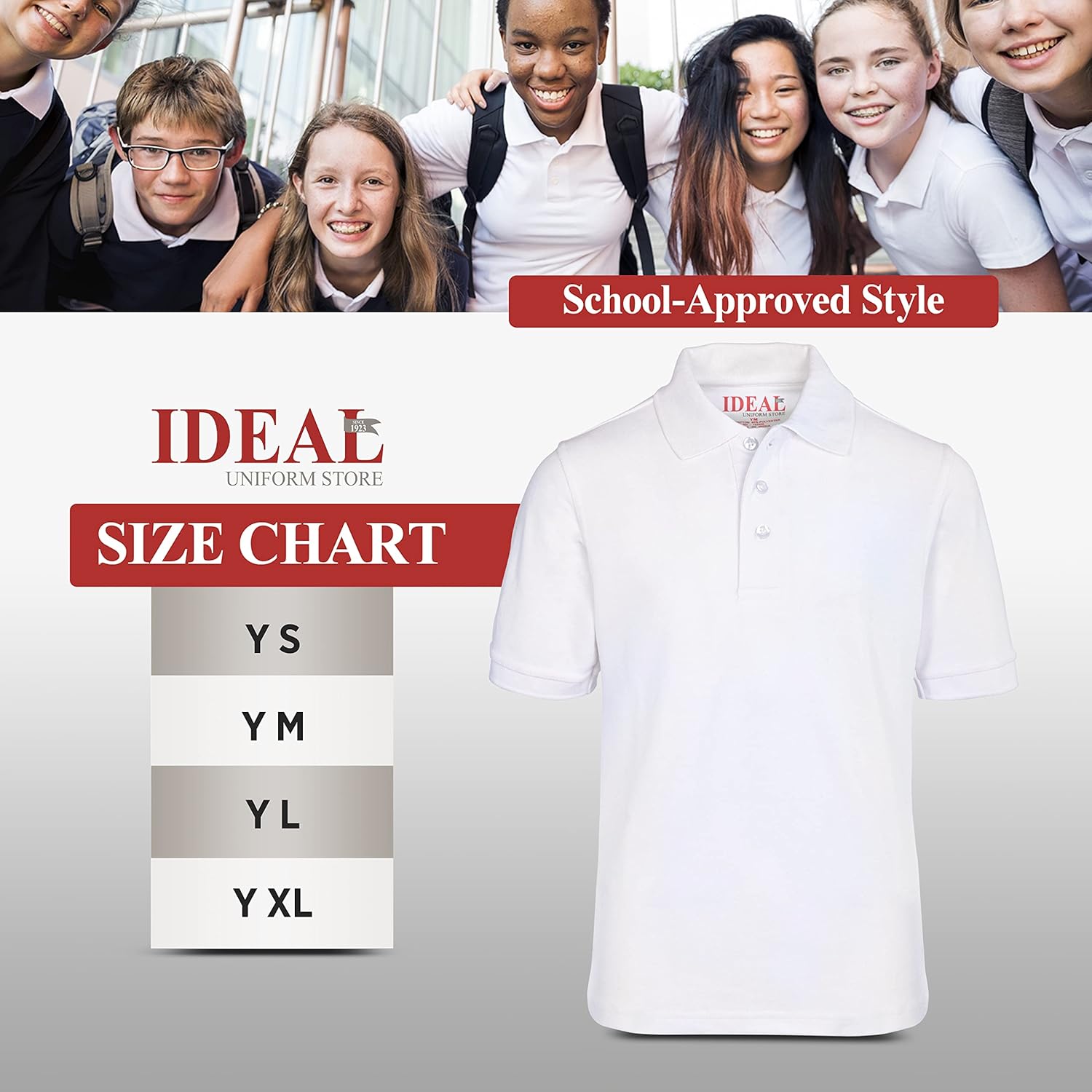 Ideal Uniform White Polo Shirt for Boys & Girls- Unisex Short Sleeve Performance Polo Shirt with Collar, School Uniform Shirt - Image 7